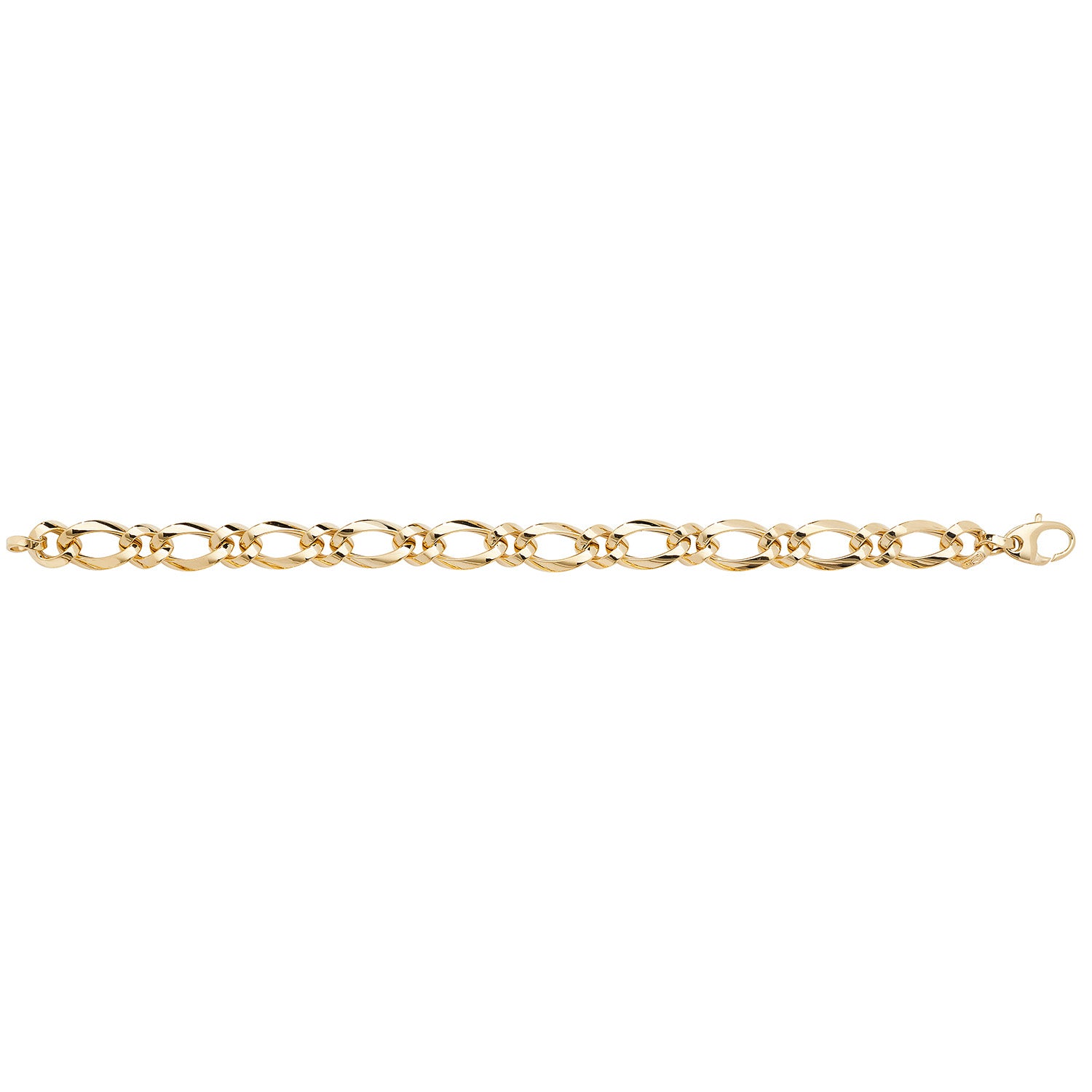 9CT GOLD OVAL AND ROUND LINKED FANCY BRACELET