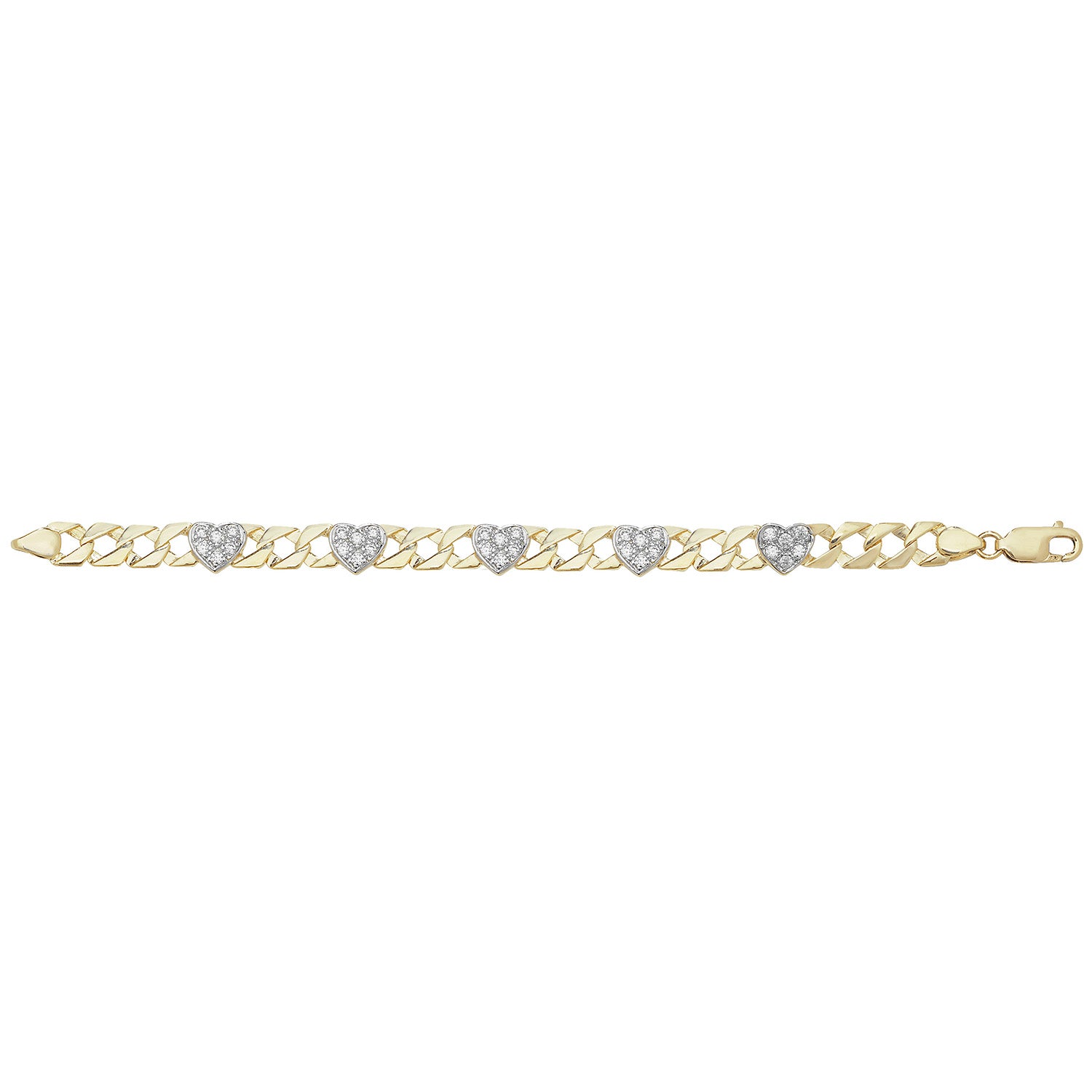 9CT GOLD CZ HEARTS BRACELET