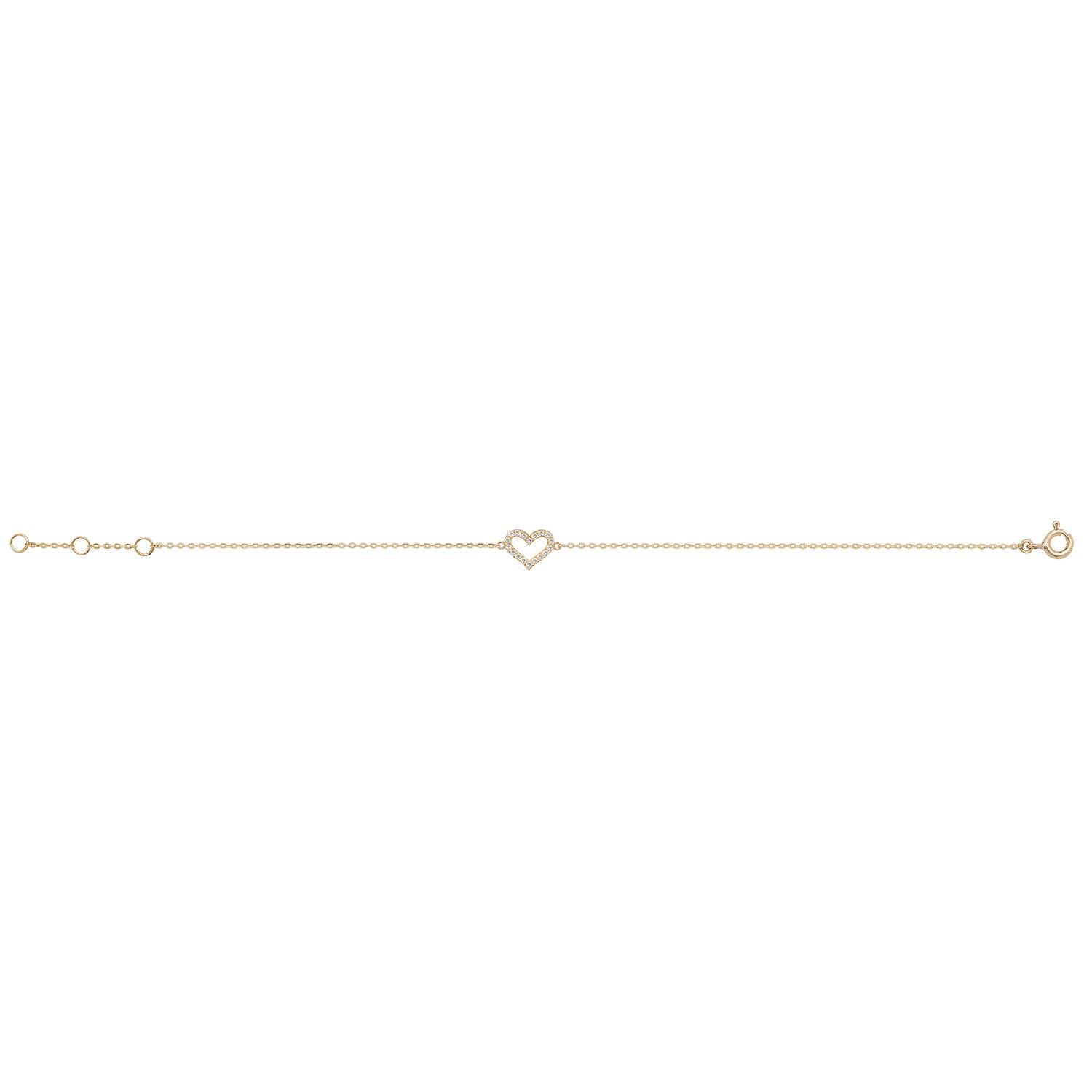 9CT GOLD CZ HEART BRACELET