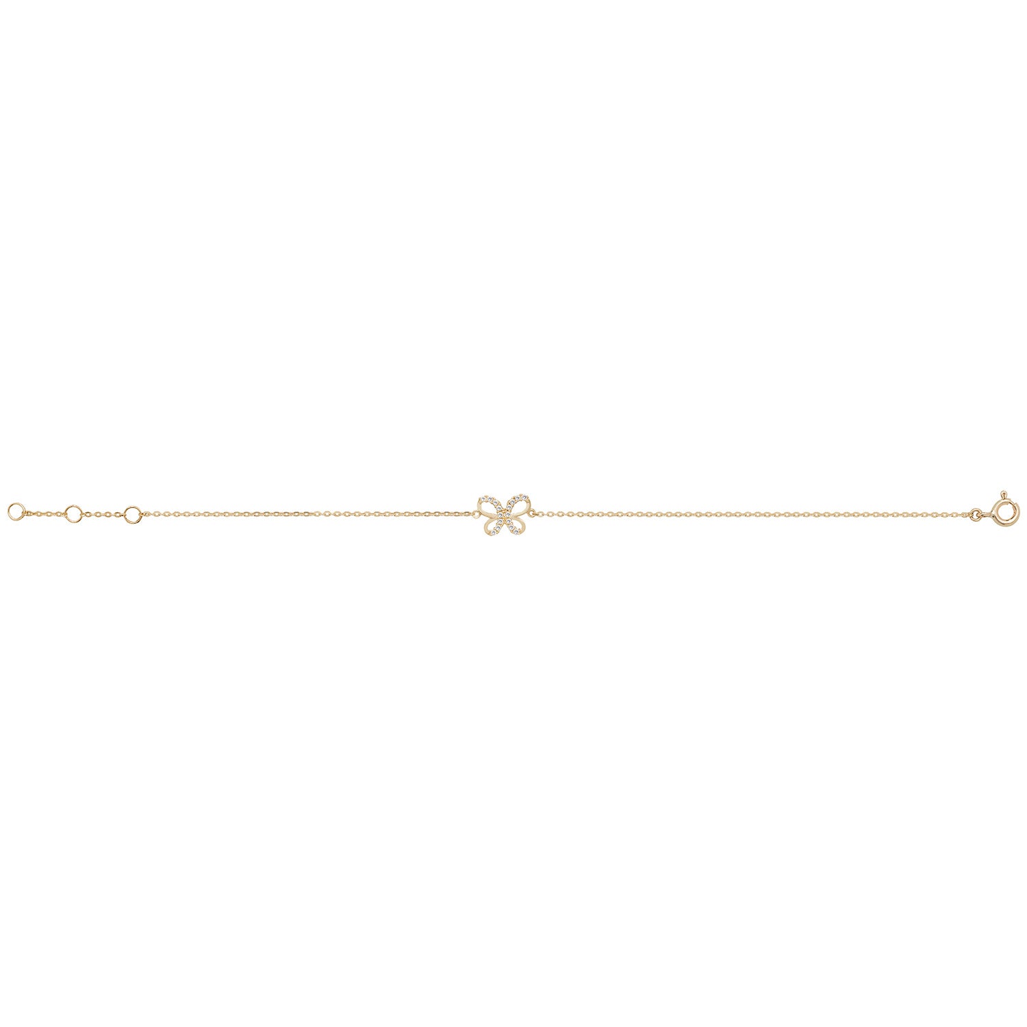 9CT GOLD CZ BUTTERFLY BRACELET