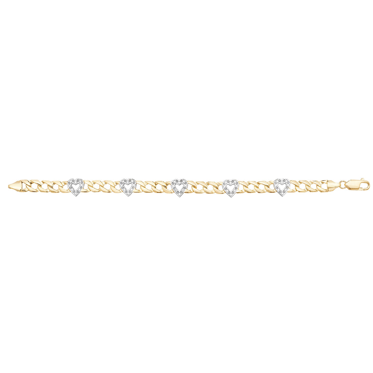 9CT GOLD CZ HEARTS BRACELET