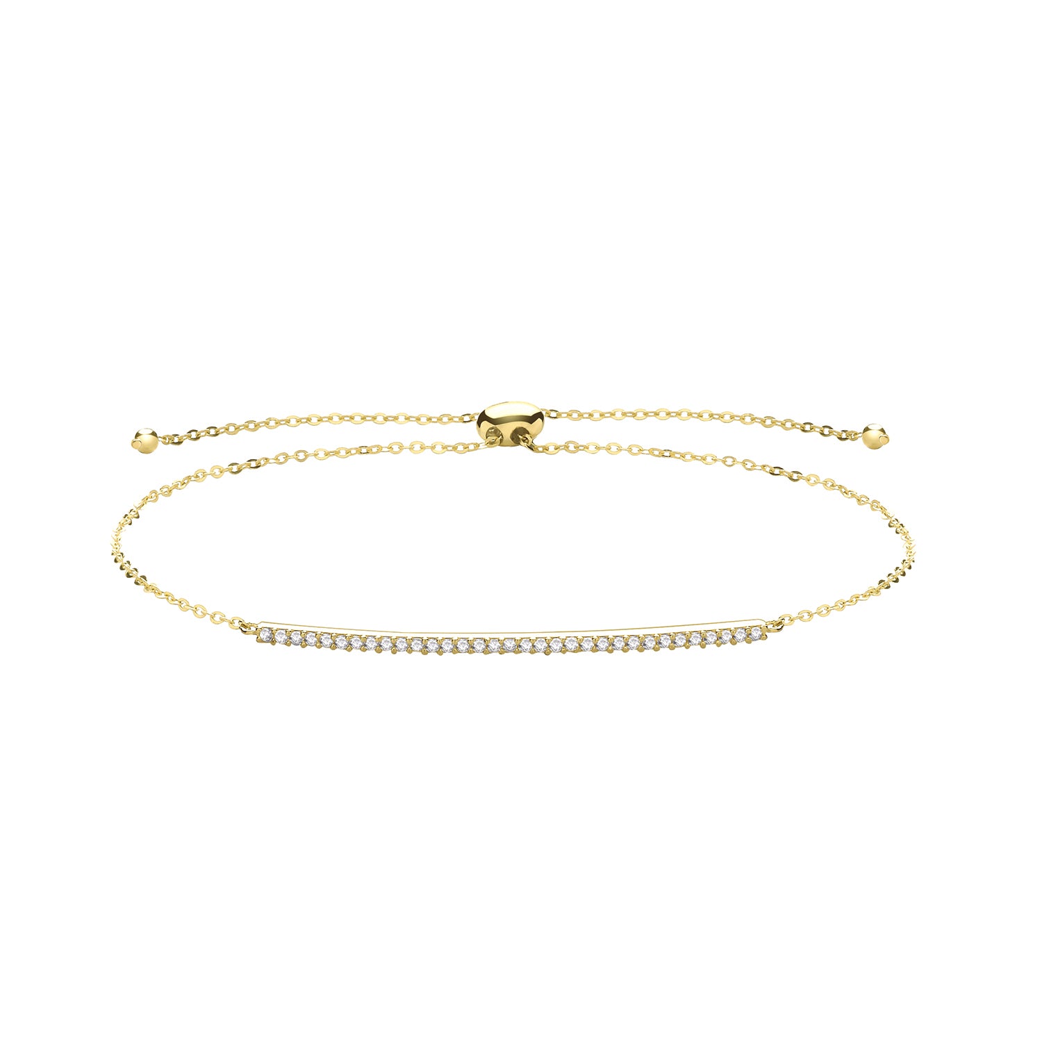 9CT GOLD CZ BAR PULL STYLE BRACELET