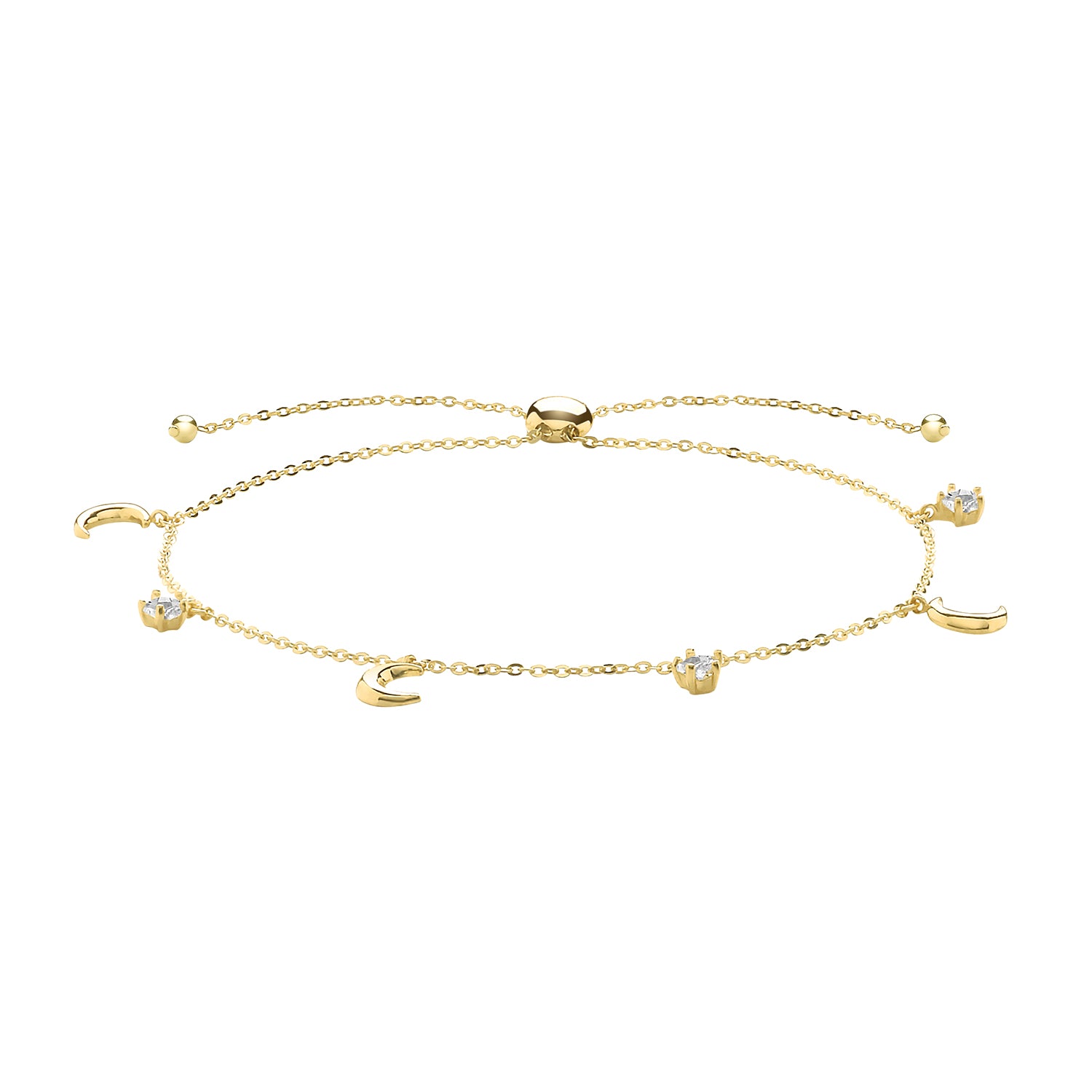 9CT GOLD CZ SET CHARMS PULL STYLE BRACELET