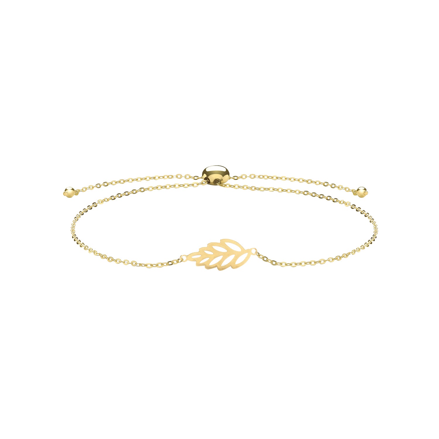 9CT GOLD LEAF PULL STYLE BRACELET