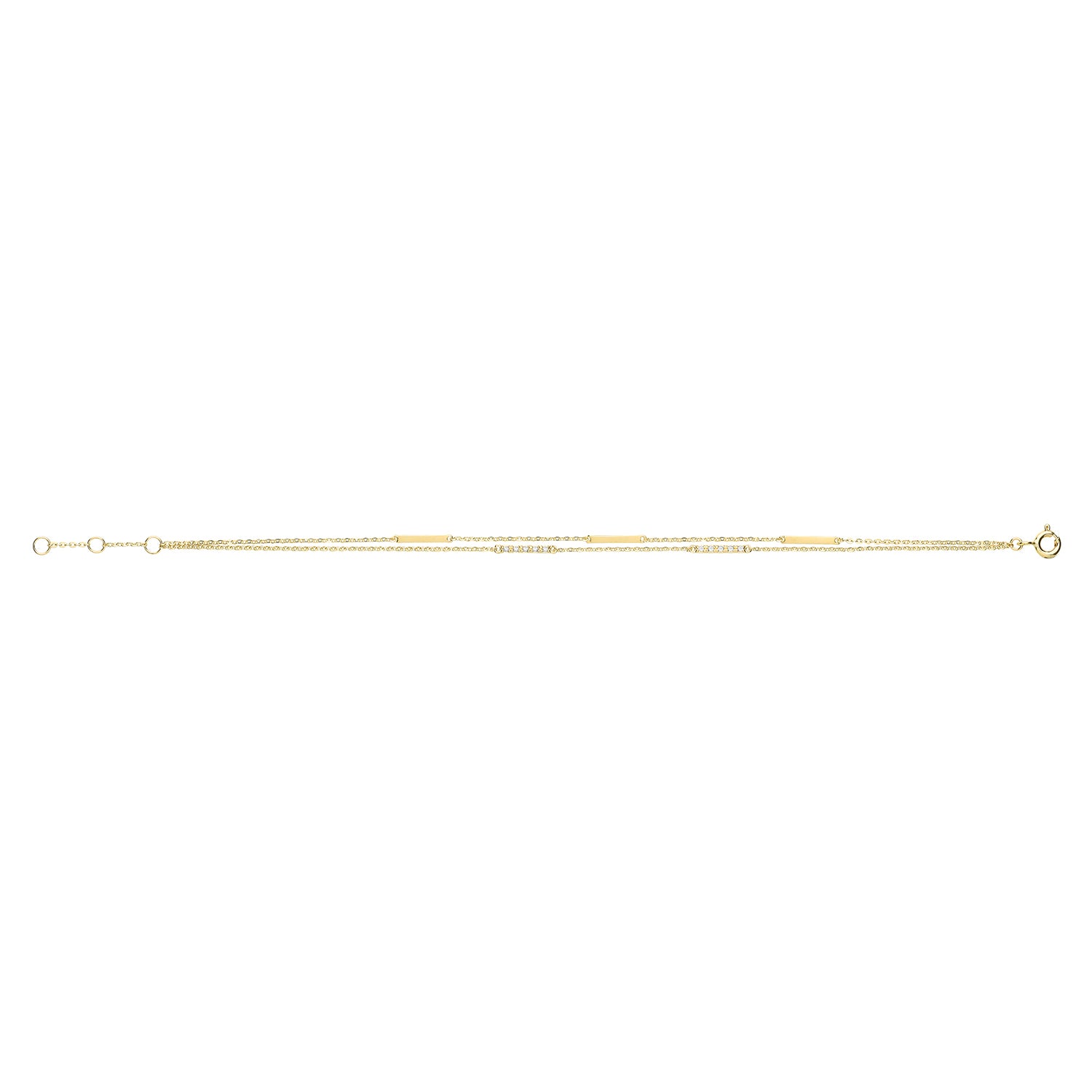 9CT GOLD MULTI BAR DOUBLE CHAIN BRACELET