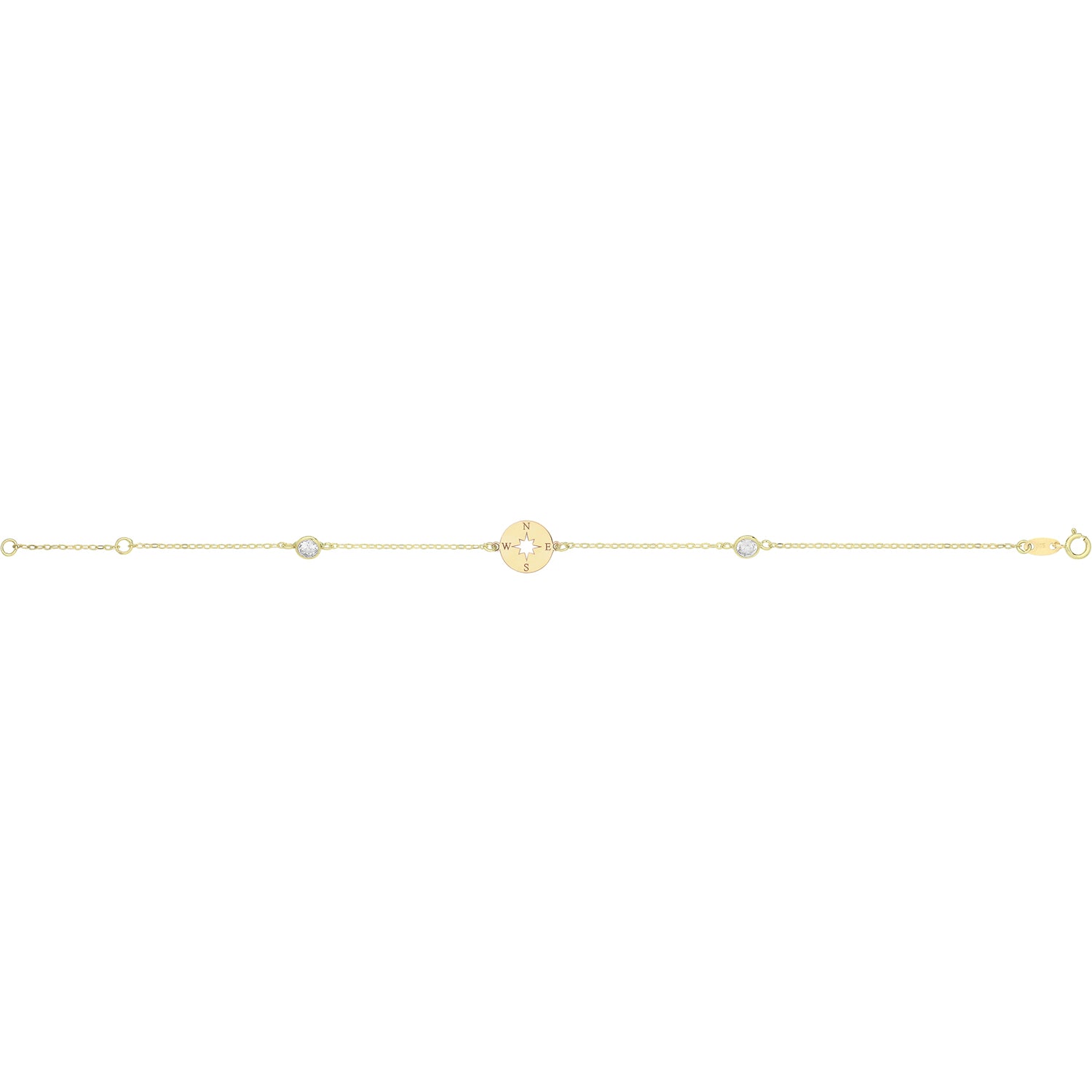 9CT GOLD COMPASS BRACELET WITH CZ