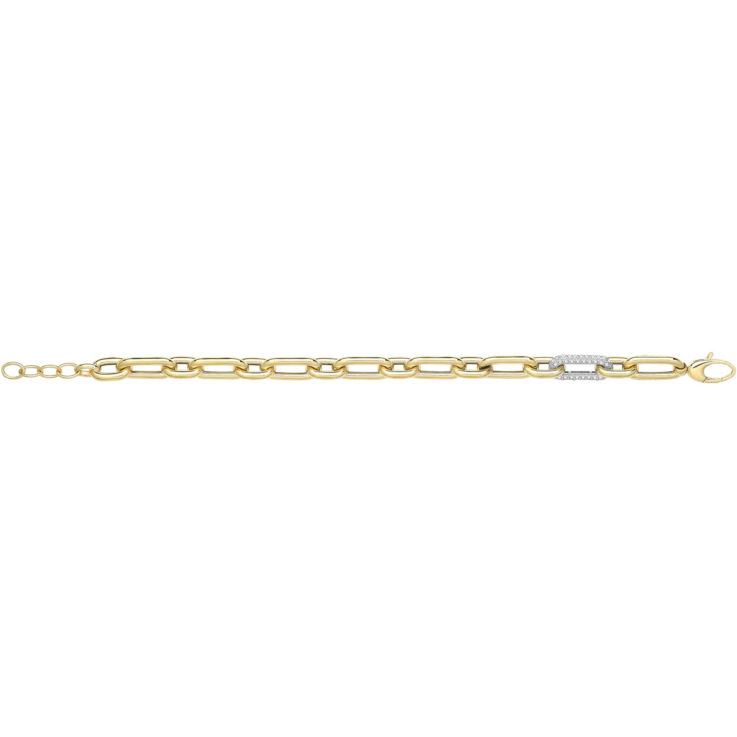 9CT GOLD HOLLOW BRACELET WITH CZ LINK