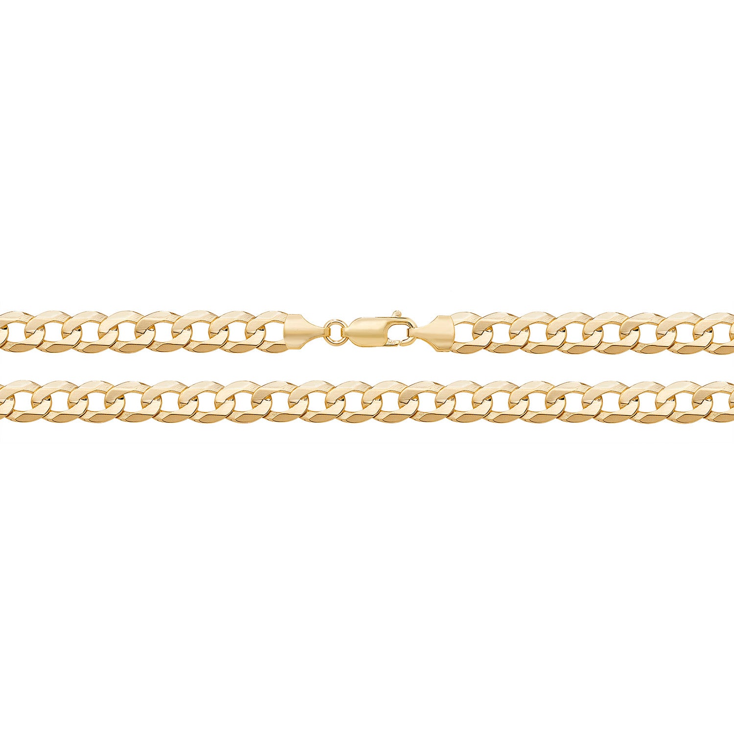 9CT GOLD FLAT BEVELLED CURB CHAIN