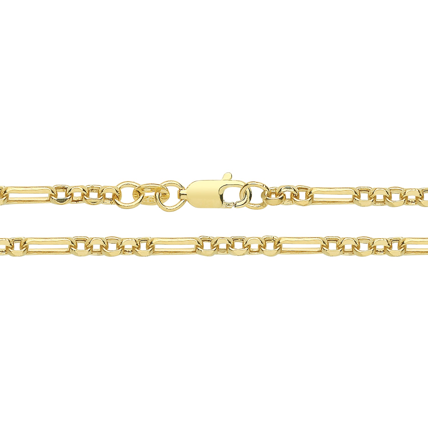 9CT GOLD BELCHER FIGARO HOLLOW CHAIN