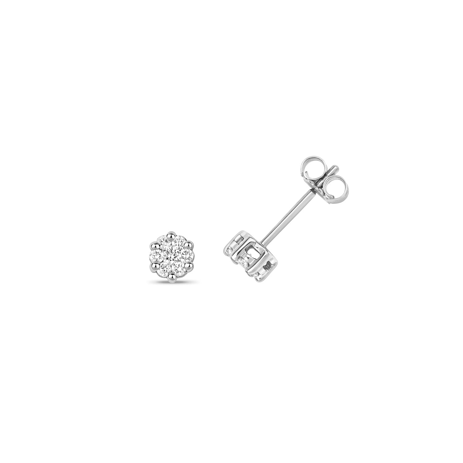 DIAMOND ROUND CUT CLUSTER STUDS IN 9CT WHITE GOLD