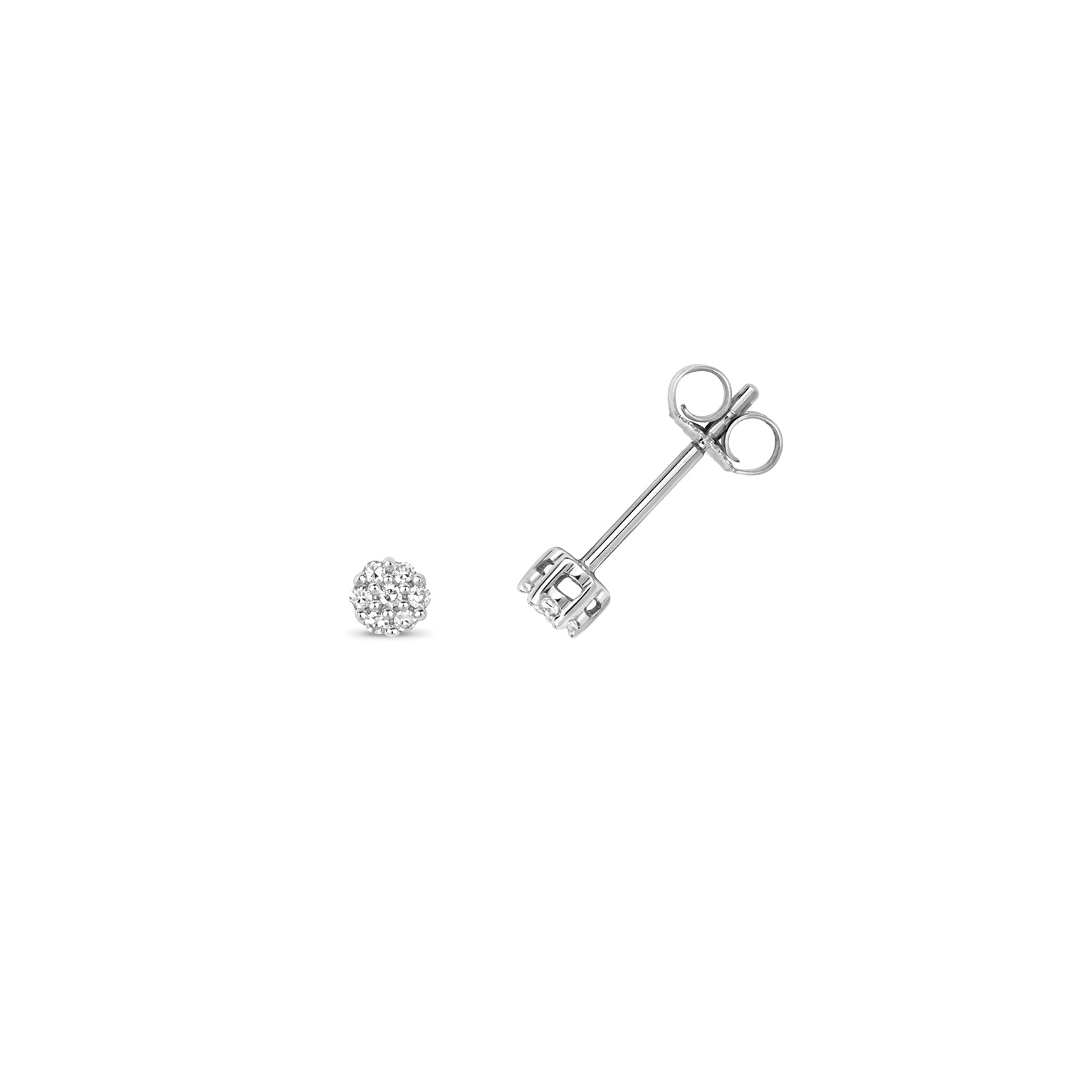 DIAMOND ROUND CUT CLUSTER STUDS IN 9CT WHITE GOLD