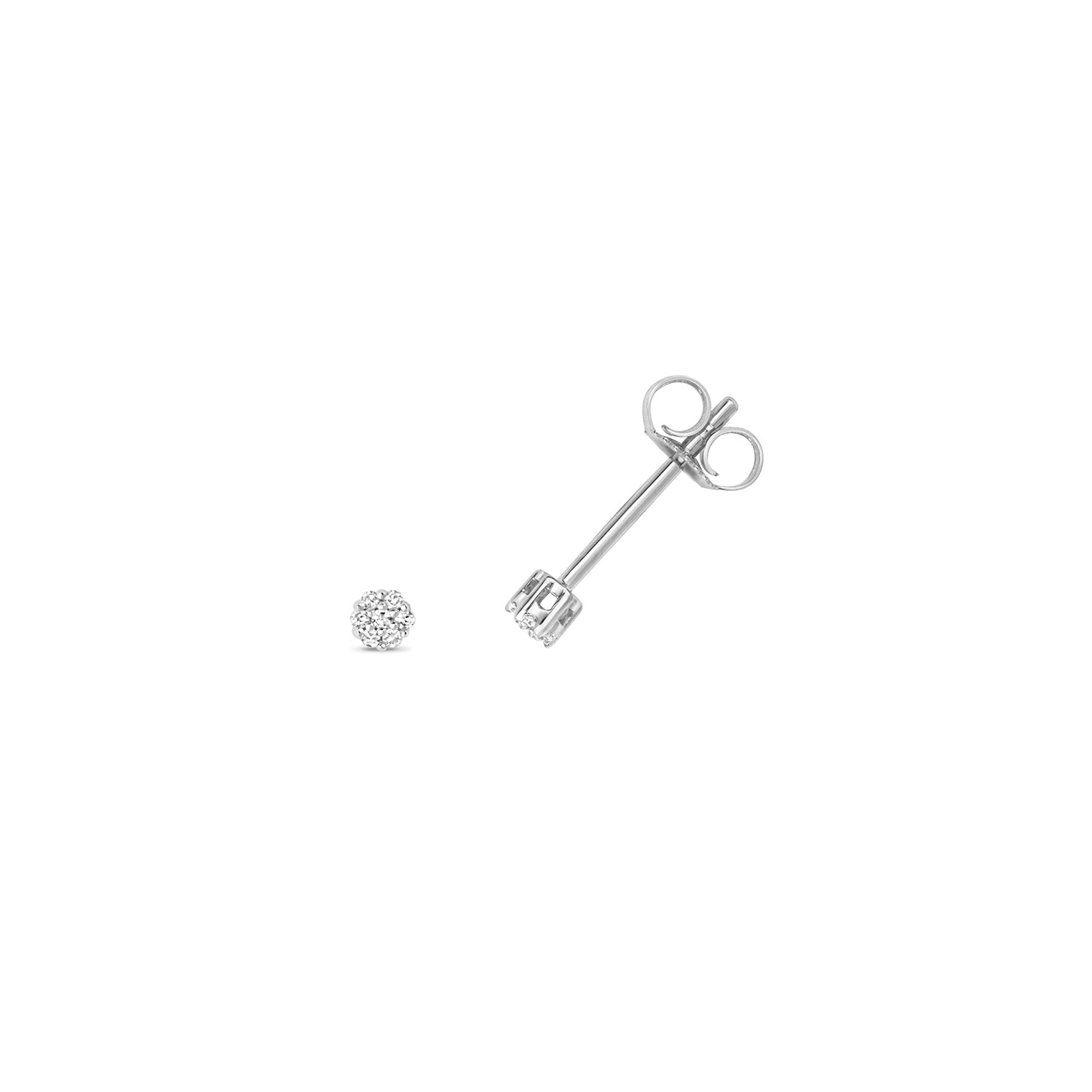 DIAMOND ROUND CUT CLUSTER STUDS IN 9CT WHITE GOLD