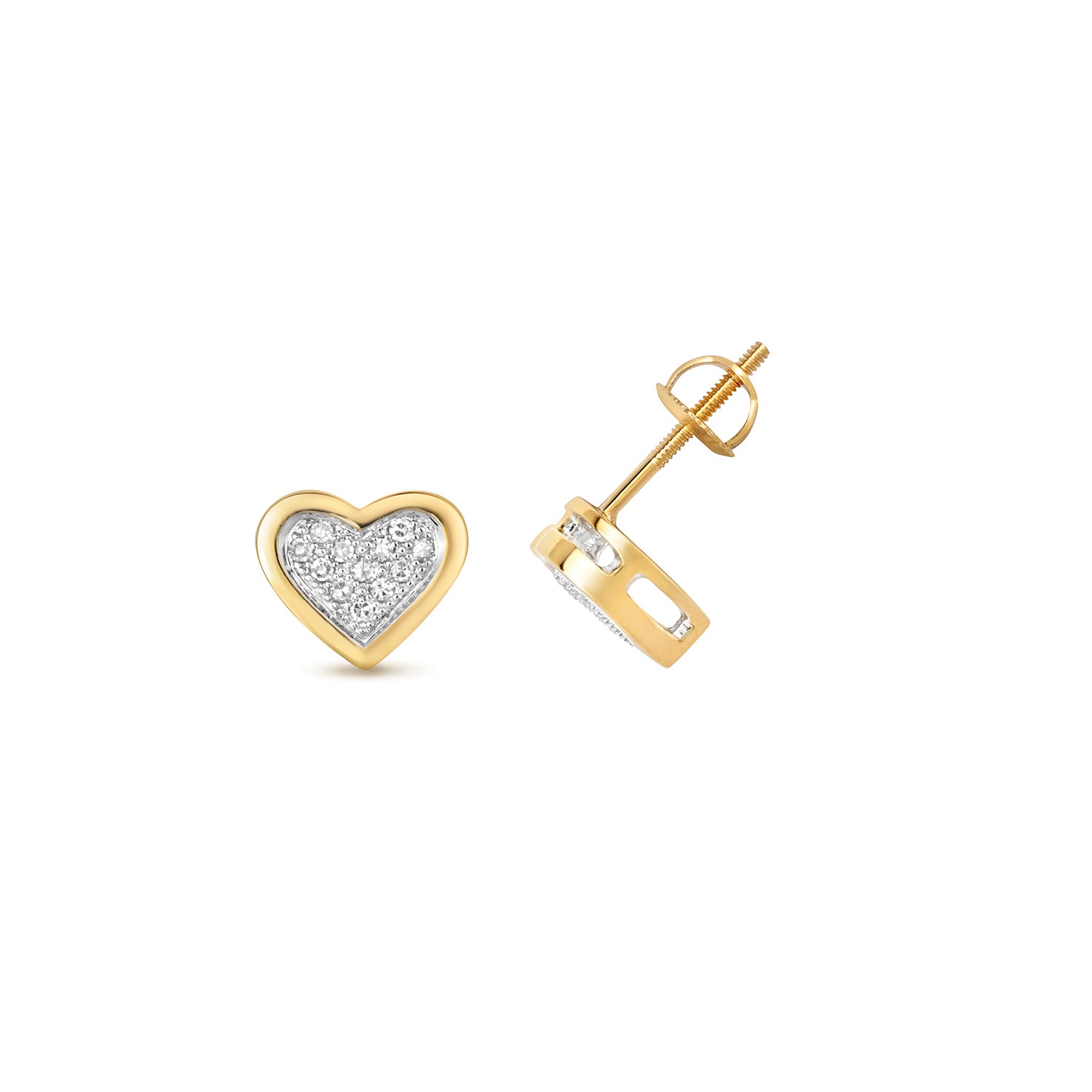 DIAMOND PAVE SET HEART STUDS IN 9CT GOLD