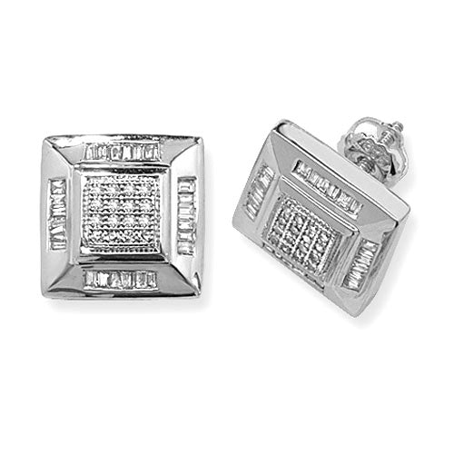 DIAMOND SQUARE STUDS IN 9CT WHITE GOLD