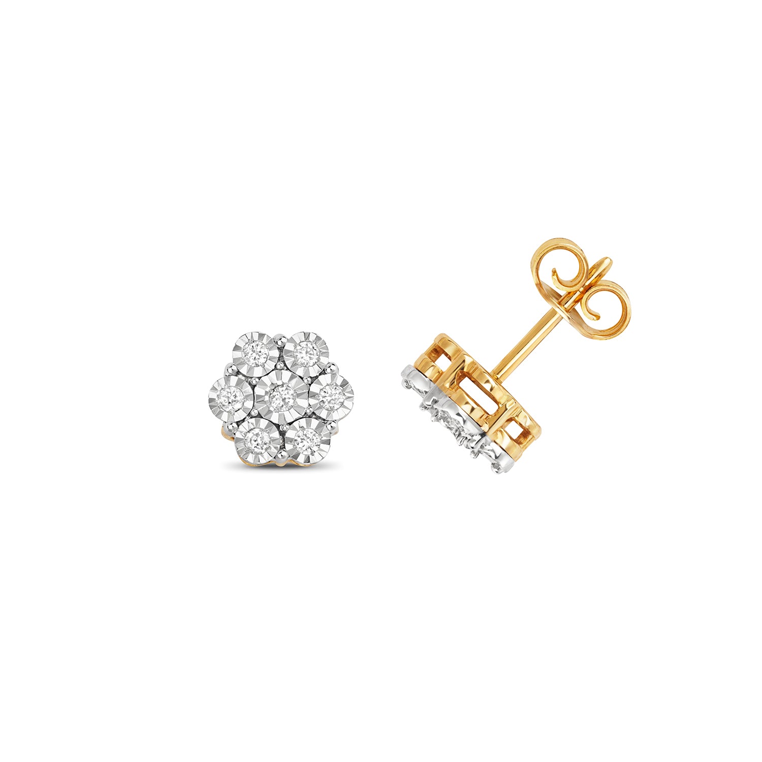 DIAMOND ILLUSION SET STUDS IN 9CT GOLD