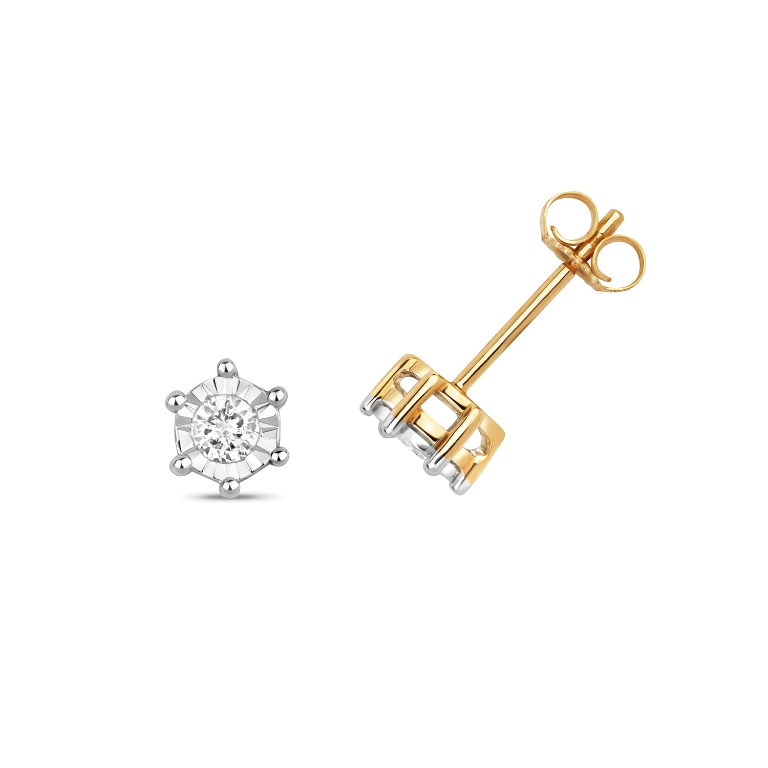 DIAMOND ILLUSION PLATE STUDS IN 9CT GOLD