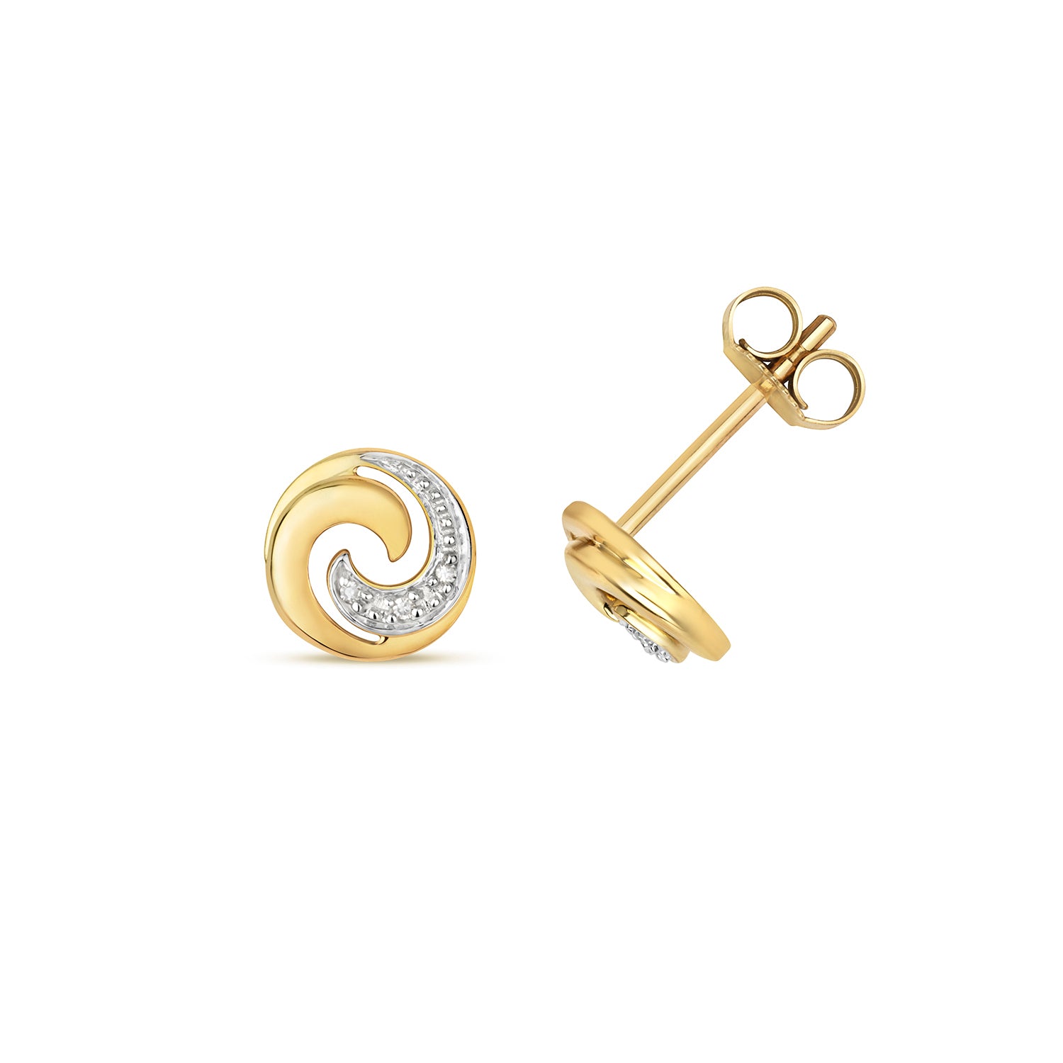 DIAMOND SWIRL STUDS IN 9CT GOLD