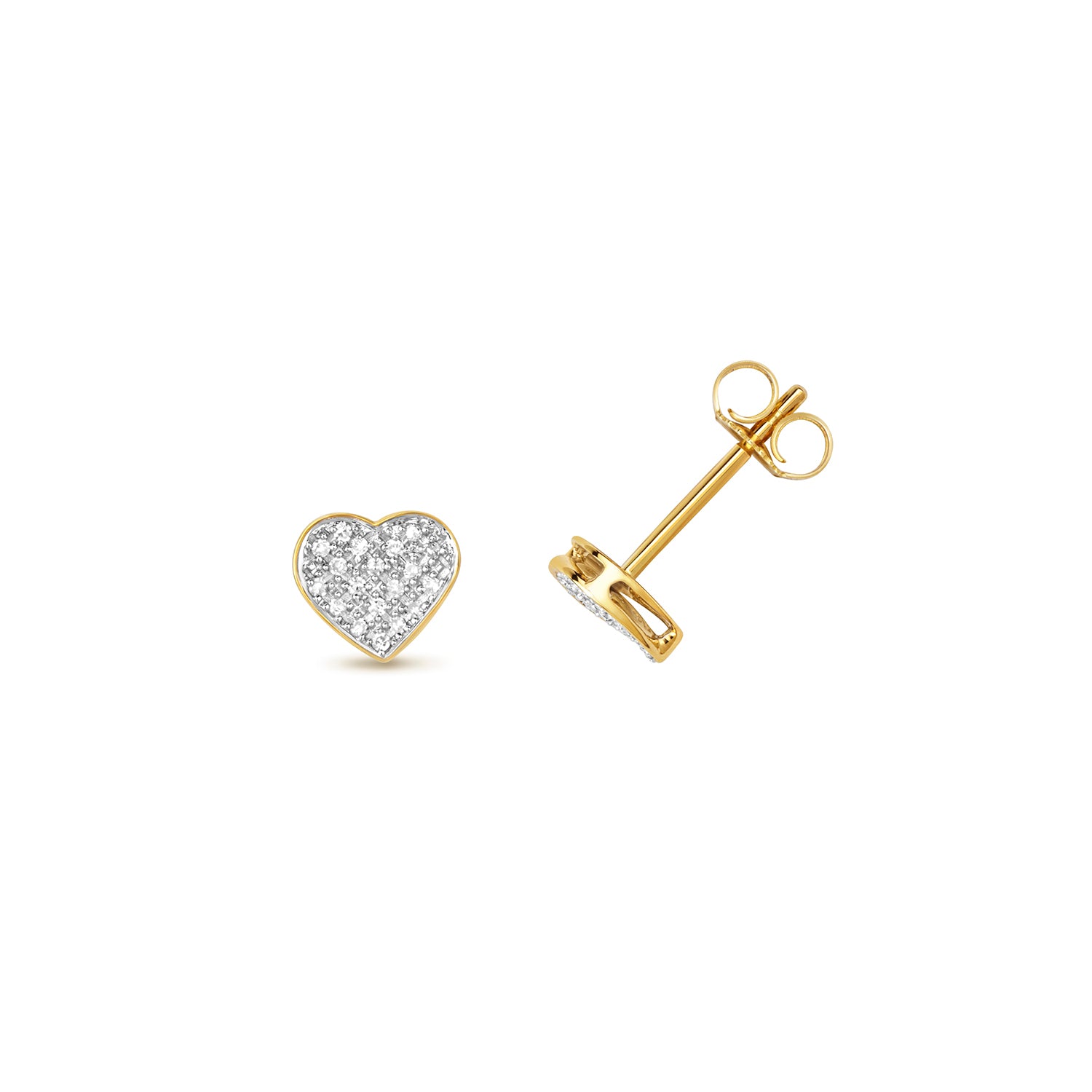 DIAMOND HEART STUDS IN 9CT GOLD