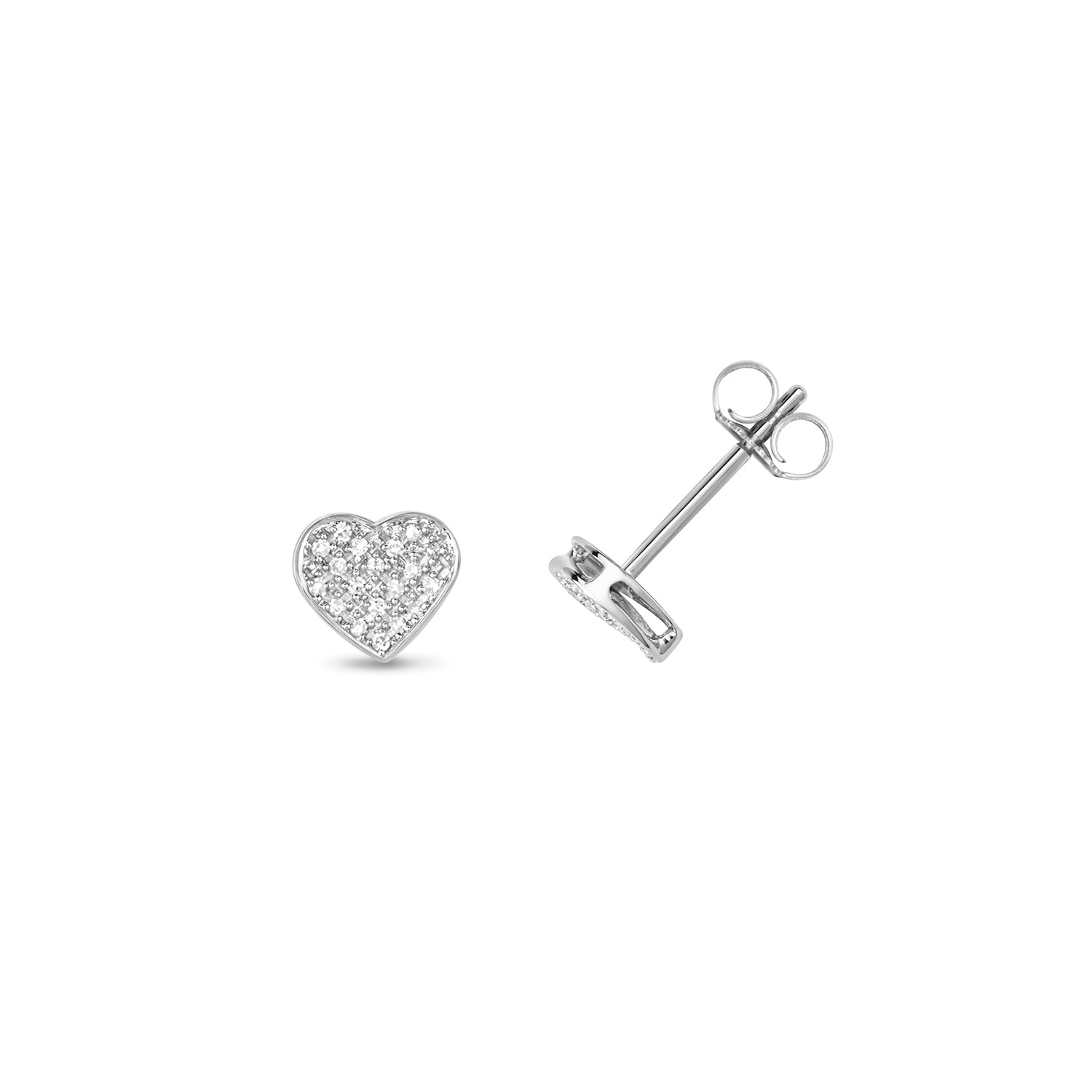 DIAMOND HEART STUDS IN 9CT WHITE GOLD