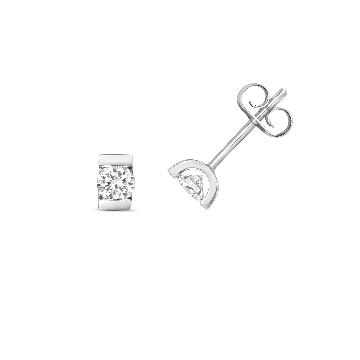 DIAMOND SINGLE STONE STUDS IN 9CT WHITE GOLD