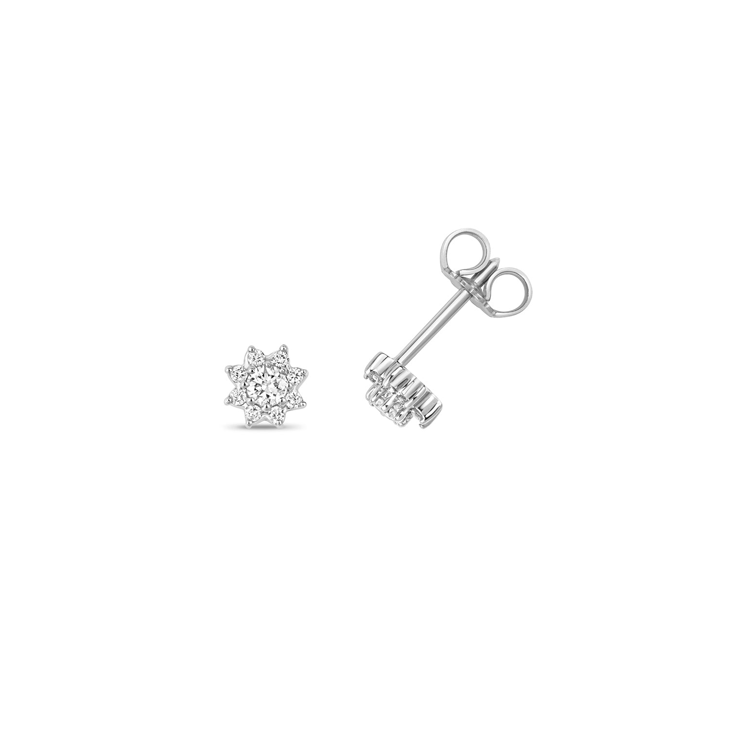 DIAMOND FLOWER STYLE STUDS IN 9CT WHITE GOLD