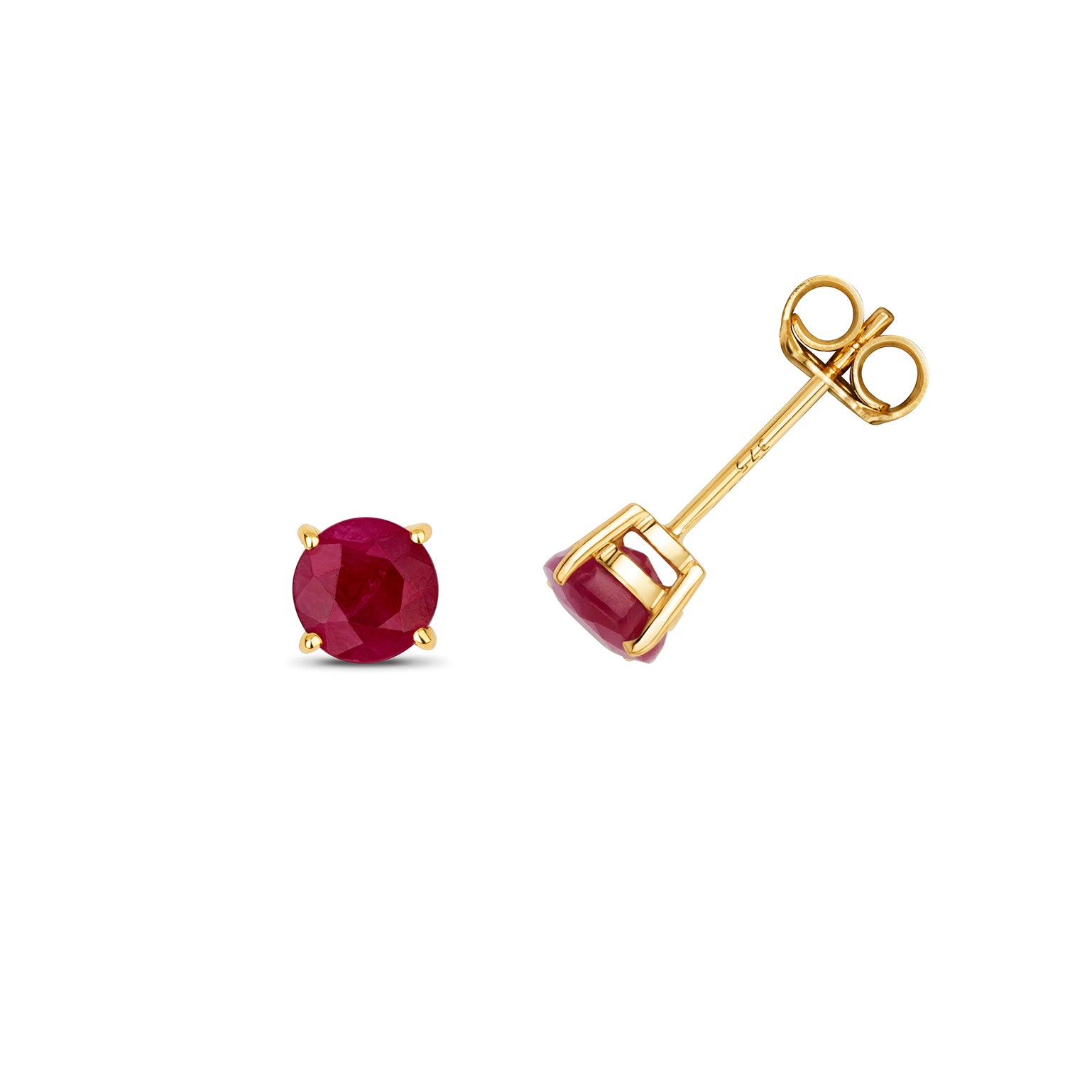 RUBY ROUND CLAW SET STUDS IN 9CT GOLD