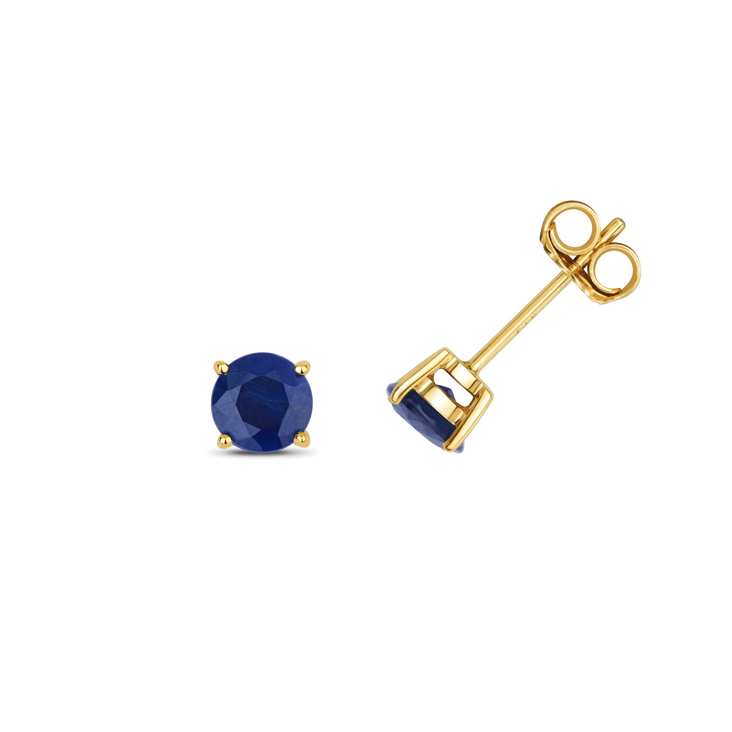 SAPPHIRE ROUND CLAW SET STUDS IN 9CT GOLD