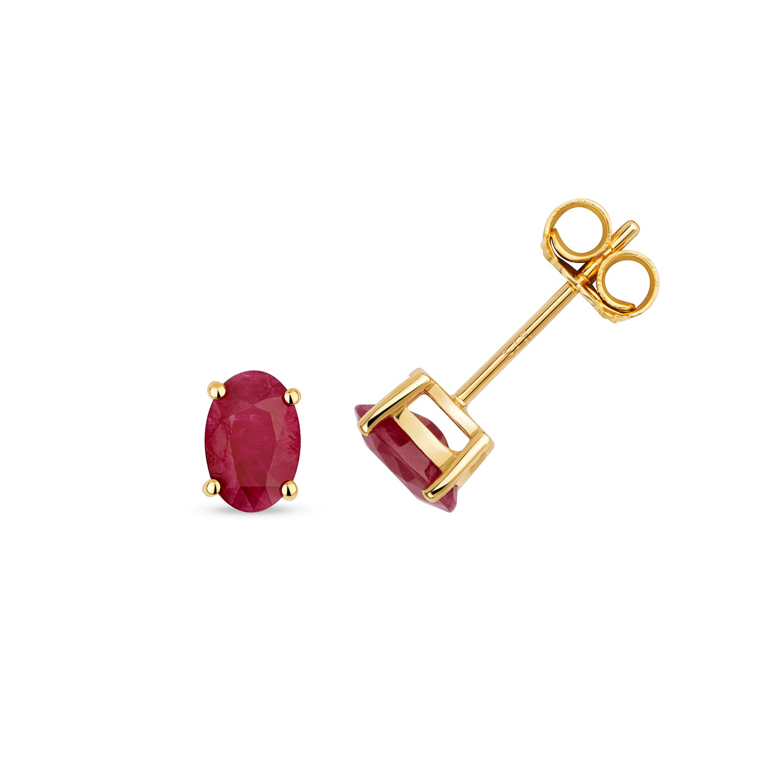 RUBY OVAL CLAW SET STUDS IN 9CT GOLD