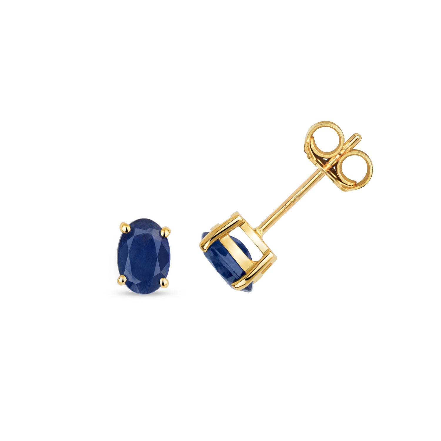 SAPPHIRE OVAL CLAW SET STUDS IN 9CT GOLD