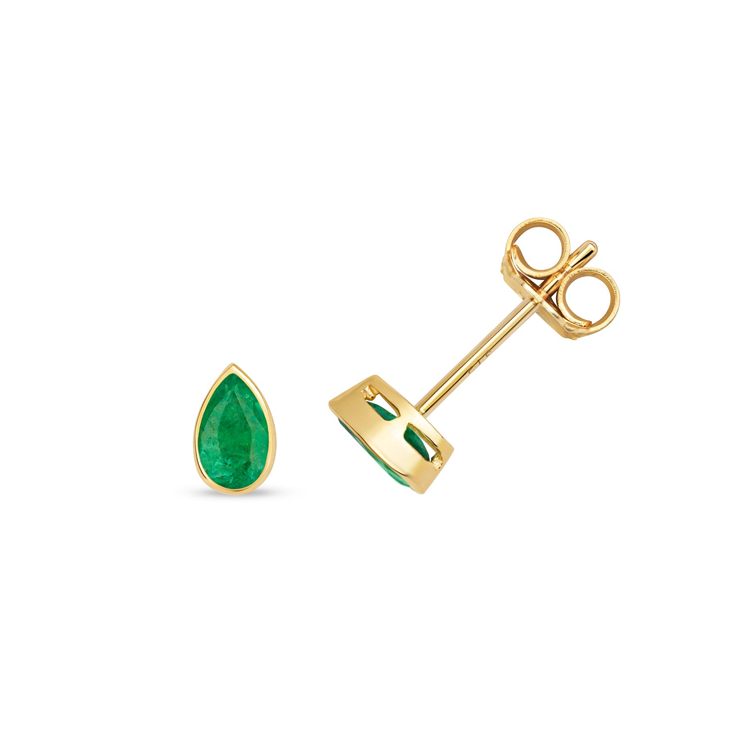 EMERALD PEAR SHAPE RUBOVER STUDS IN 9CT GOLD