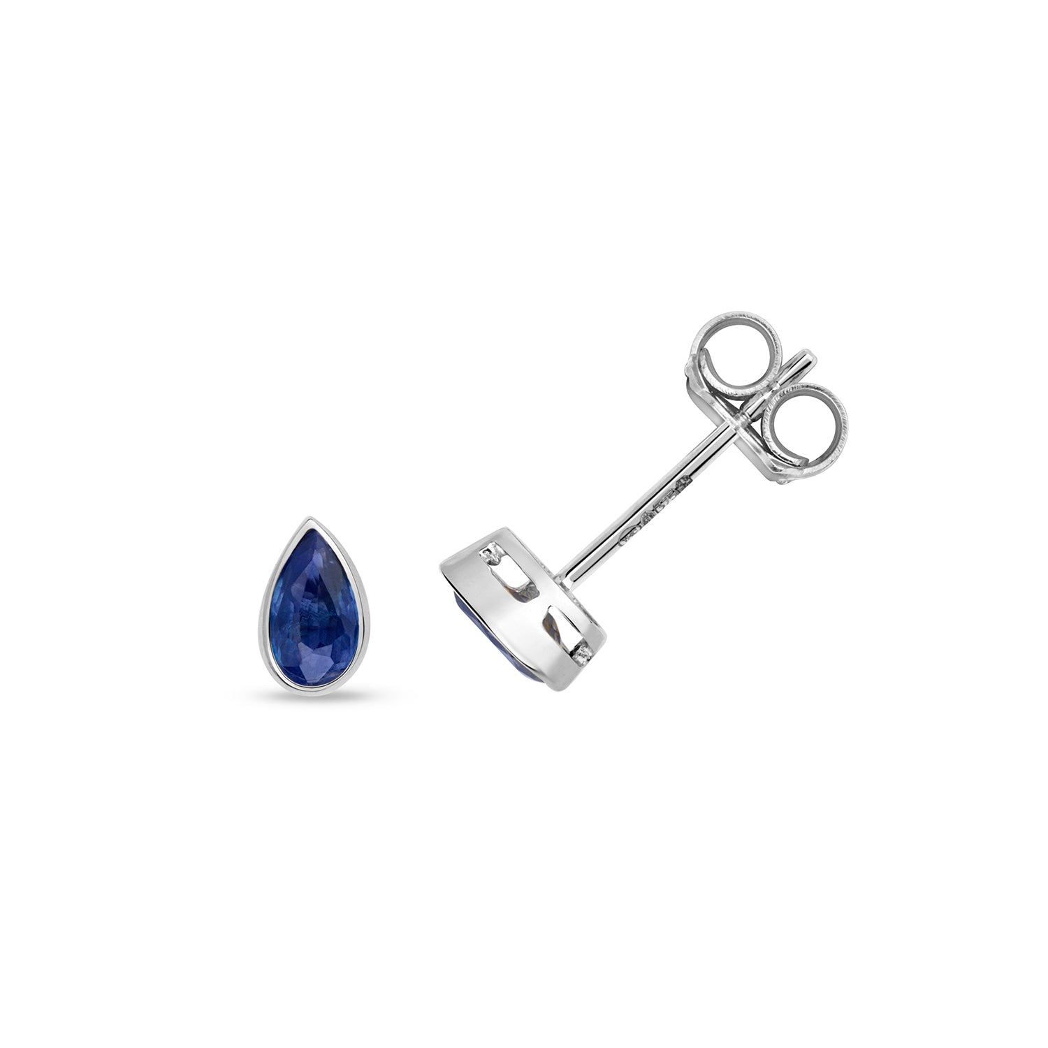 SAPPHIRE PEAR SHAPE RUBOVER STUDS IN 9CT WHITE GOLD