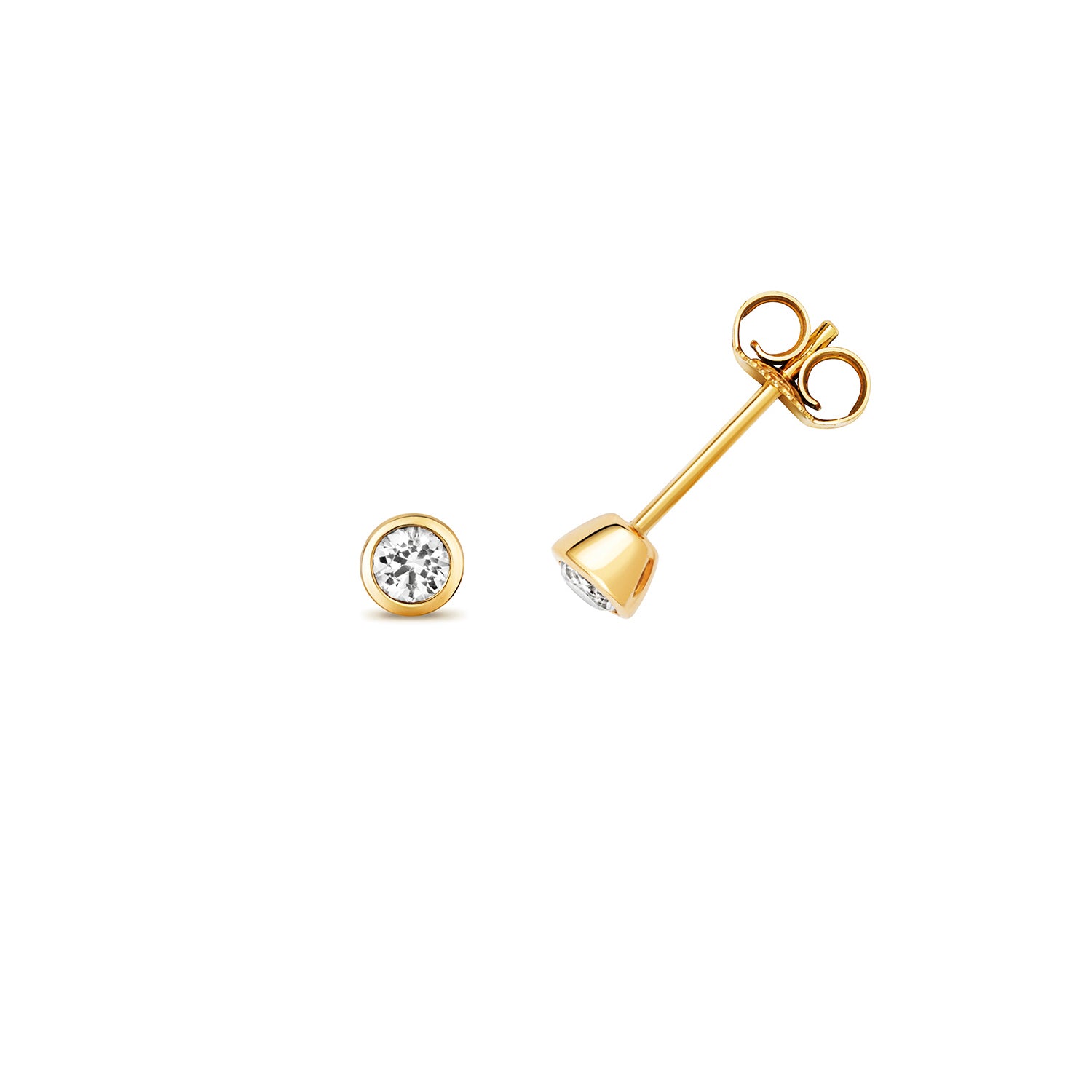 WHITE TOPAZ RUBOVER STUDS IN 9CT GOLD