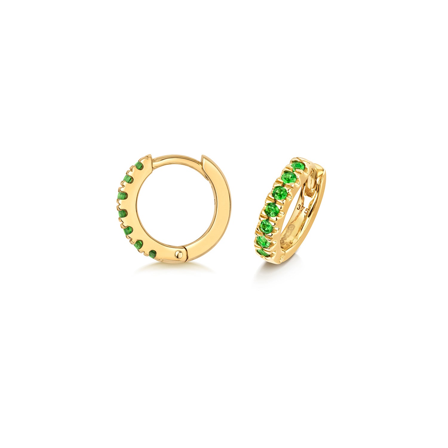 TSAVORITE CUT DOWN SET HUGGIES  IN 9CT GOLD