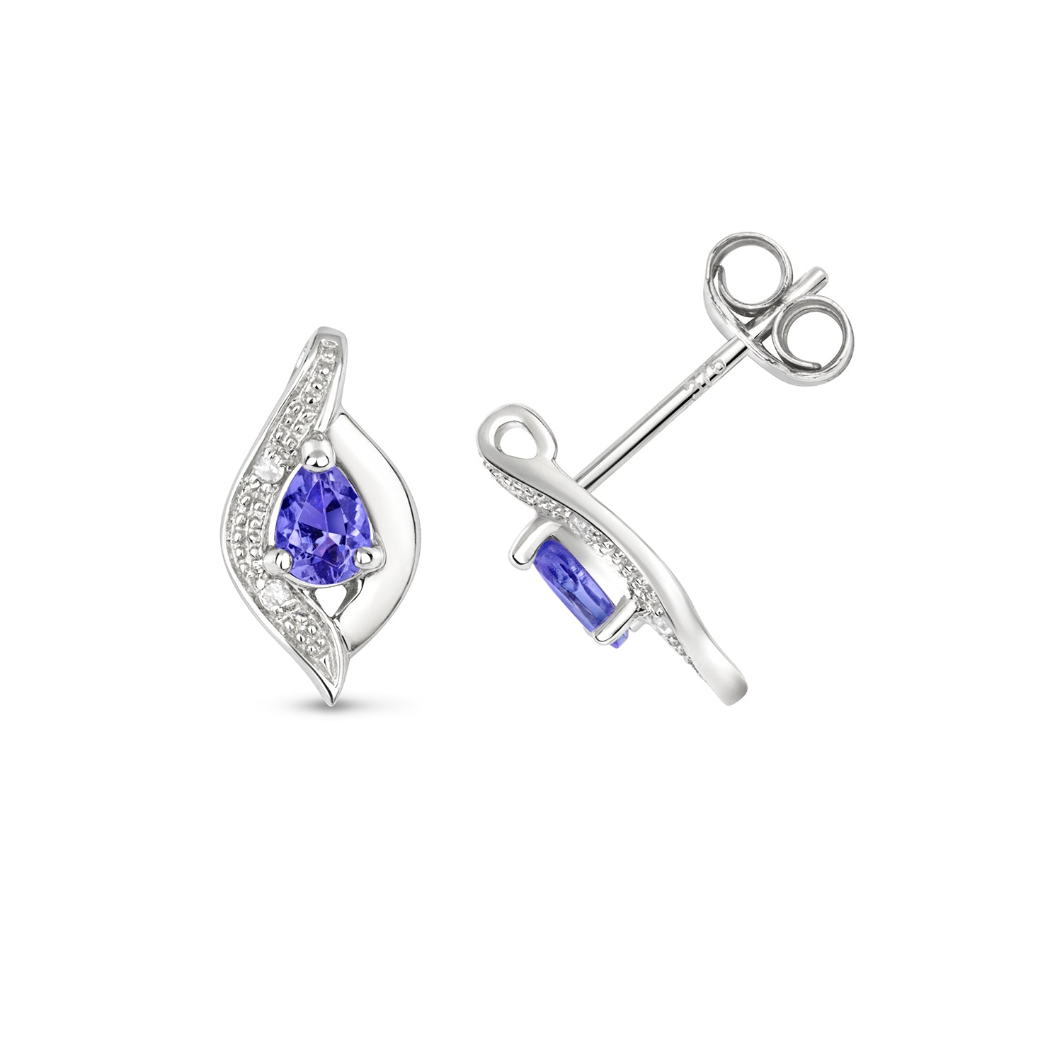 TANZANITE STUDS IN 9CT WHITE GOLD