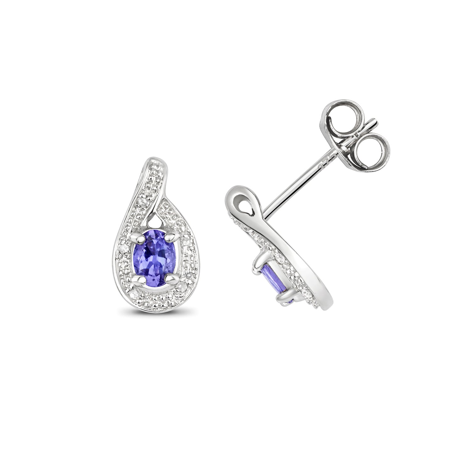 TANZANITE STUDS IN 9CT WHITE GOLD