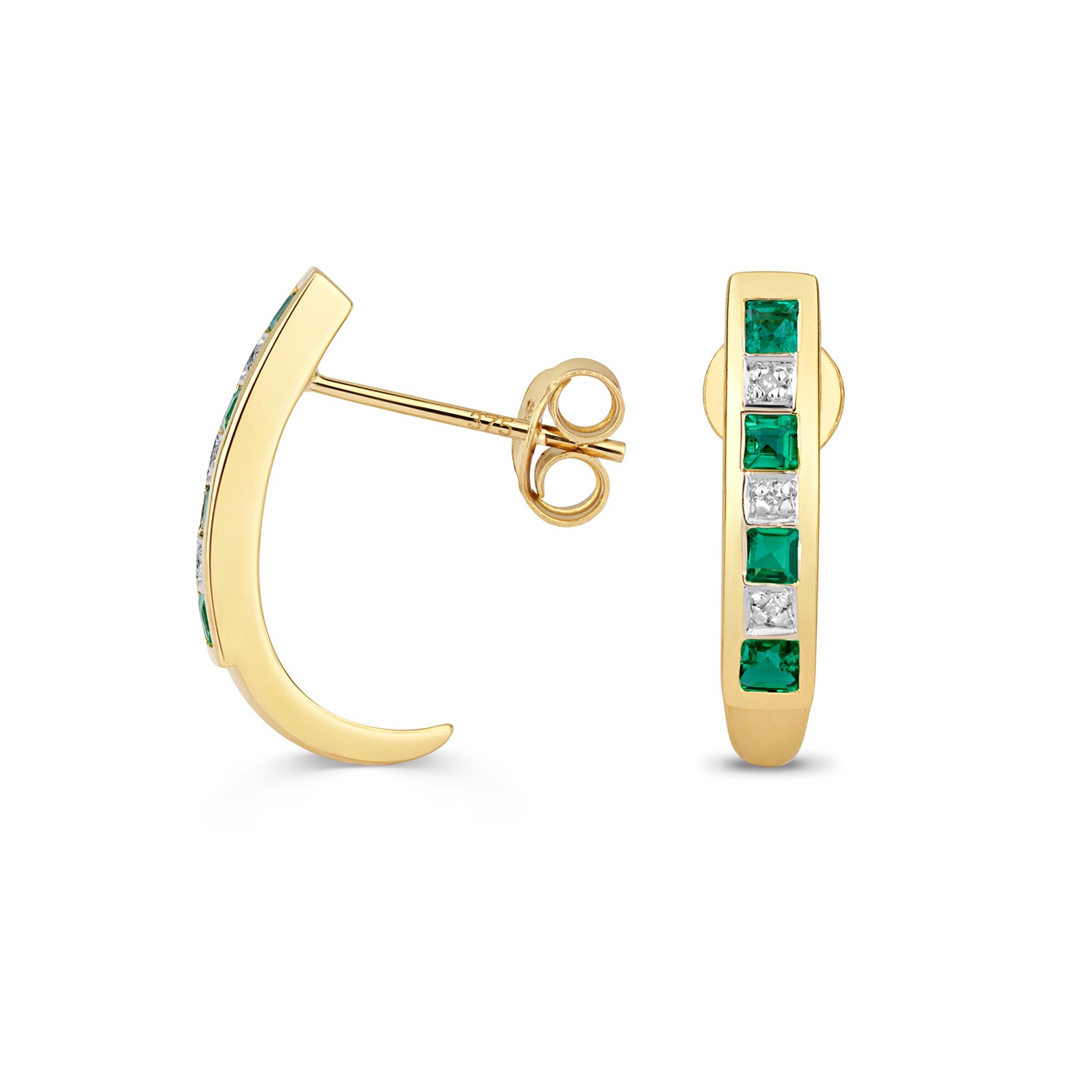 DIAMOND & EMERALD EARRINGS IN 9CT GOLD