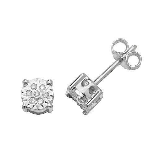 DIAMOND ILLUSION STUDS IN 9CT WHITE GOLD