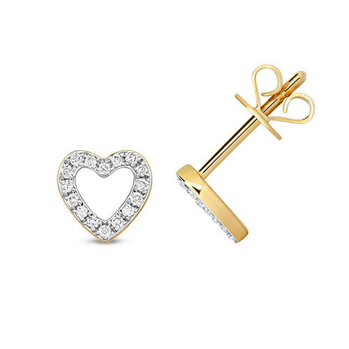 DIAMOND HEART STUDS IN 9CT GOLD