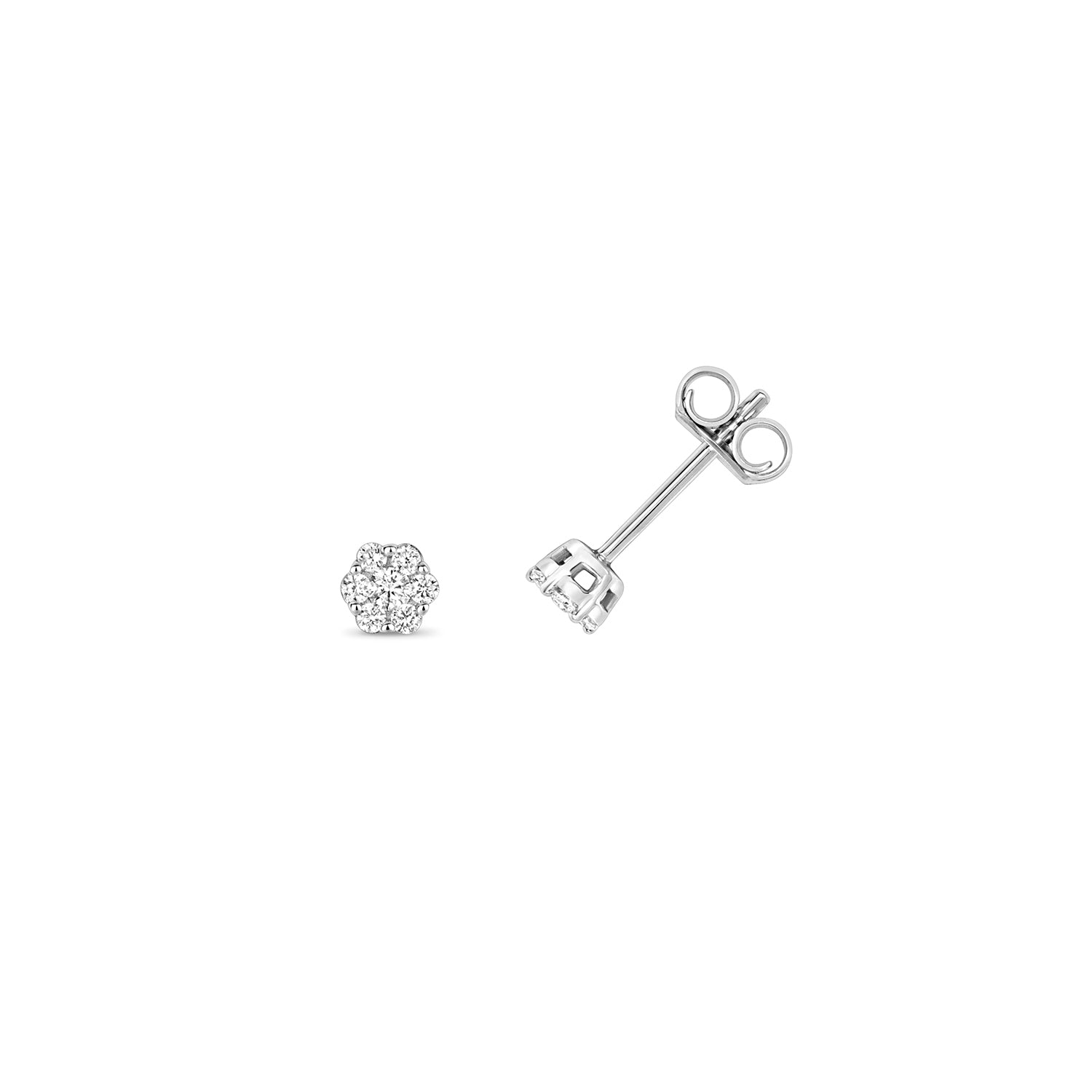 DIAMOND CLUSTER STUDS IN 9CT WHITE GOLD