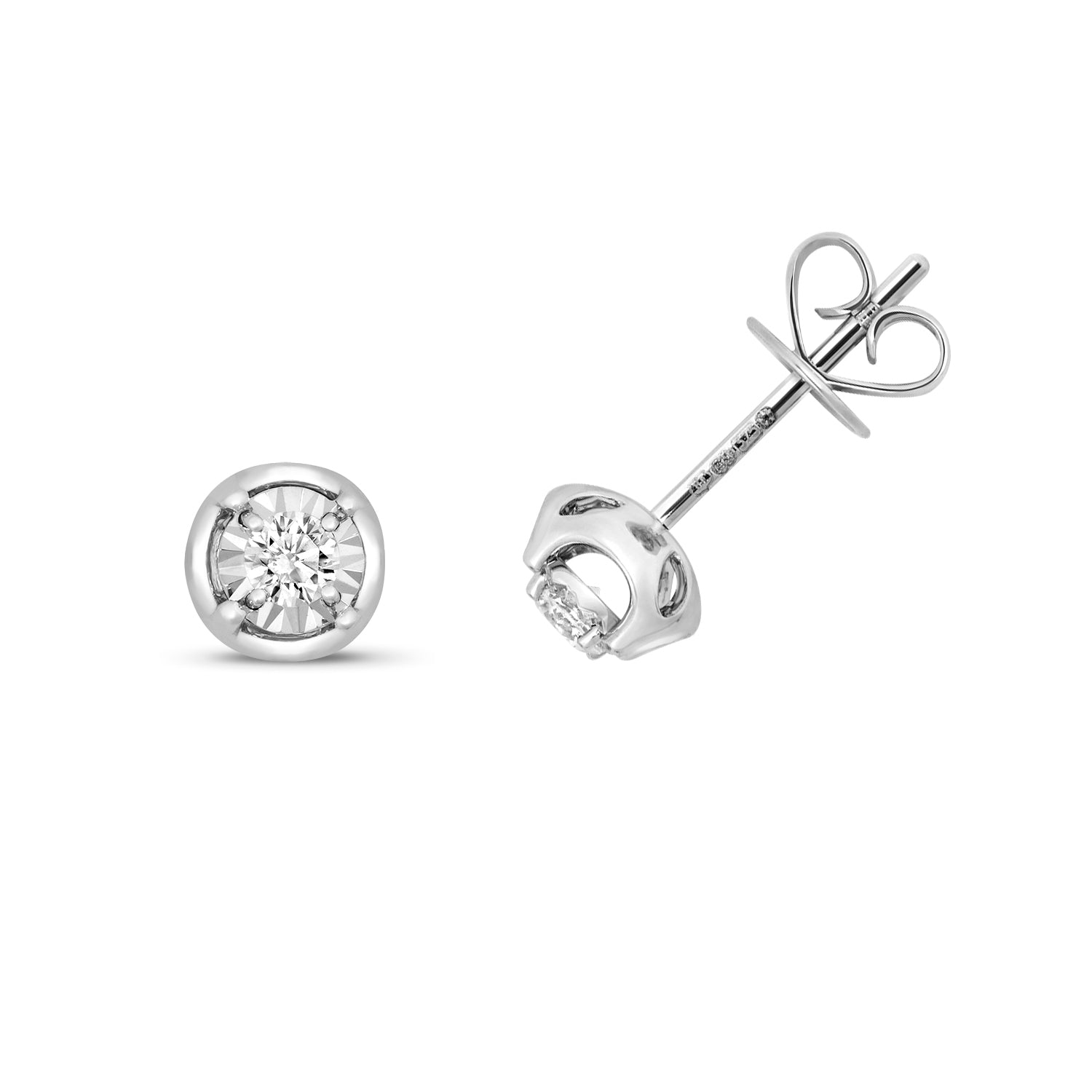 DIAMOND ILLUSION STUDS IN 9CT WHITE GOLD