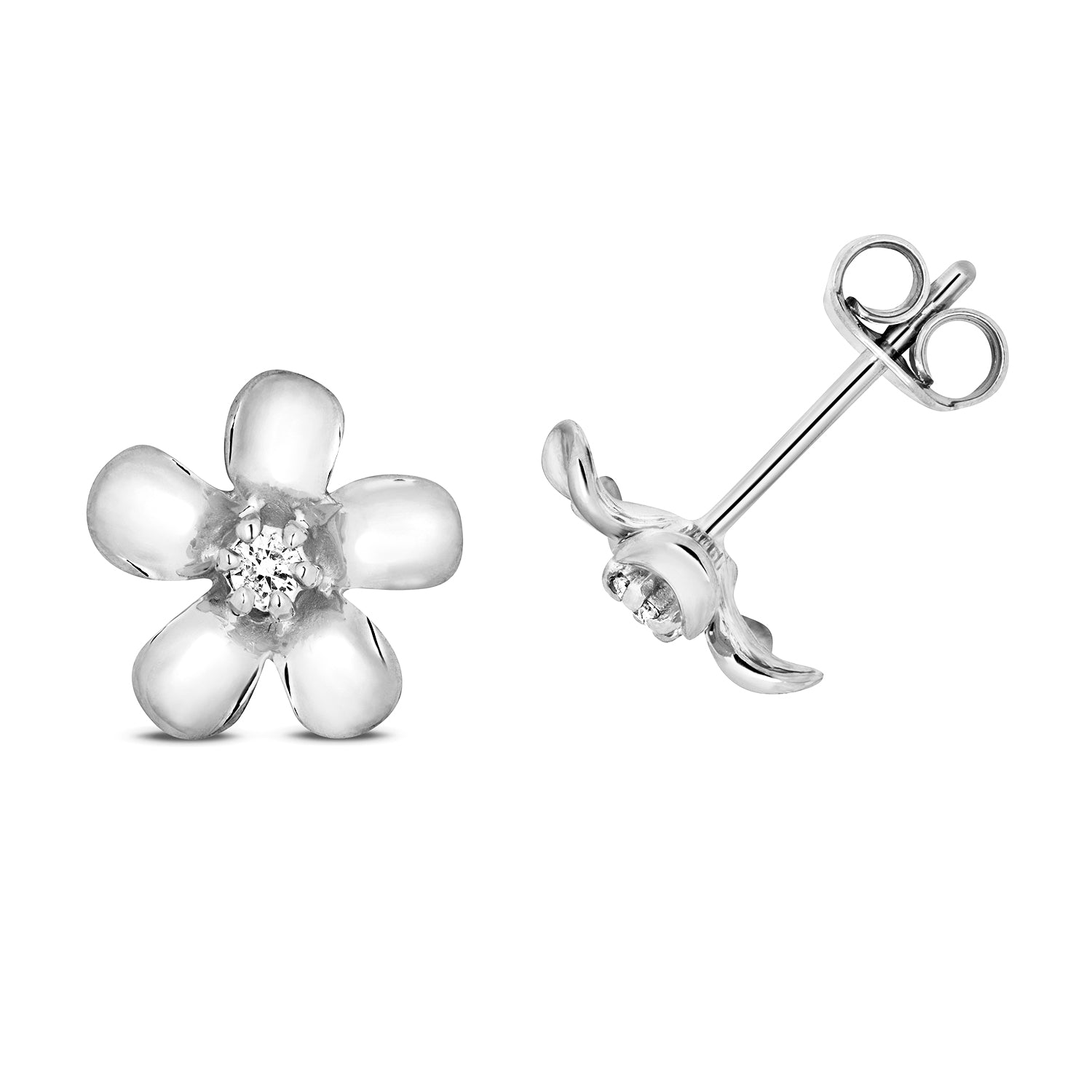 DIAMOND DAISY STUDS IN 9CT WHITE GOLD