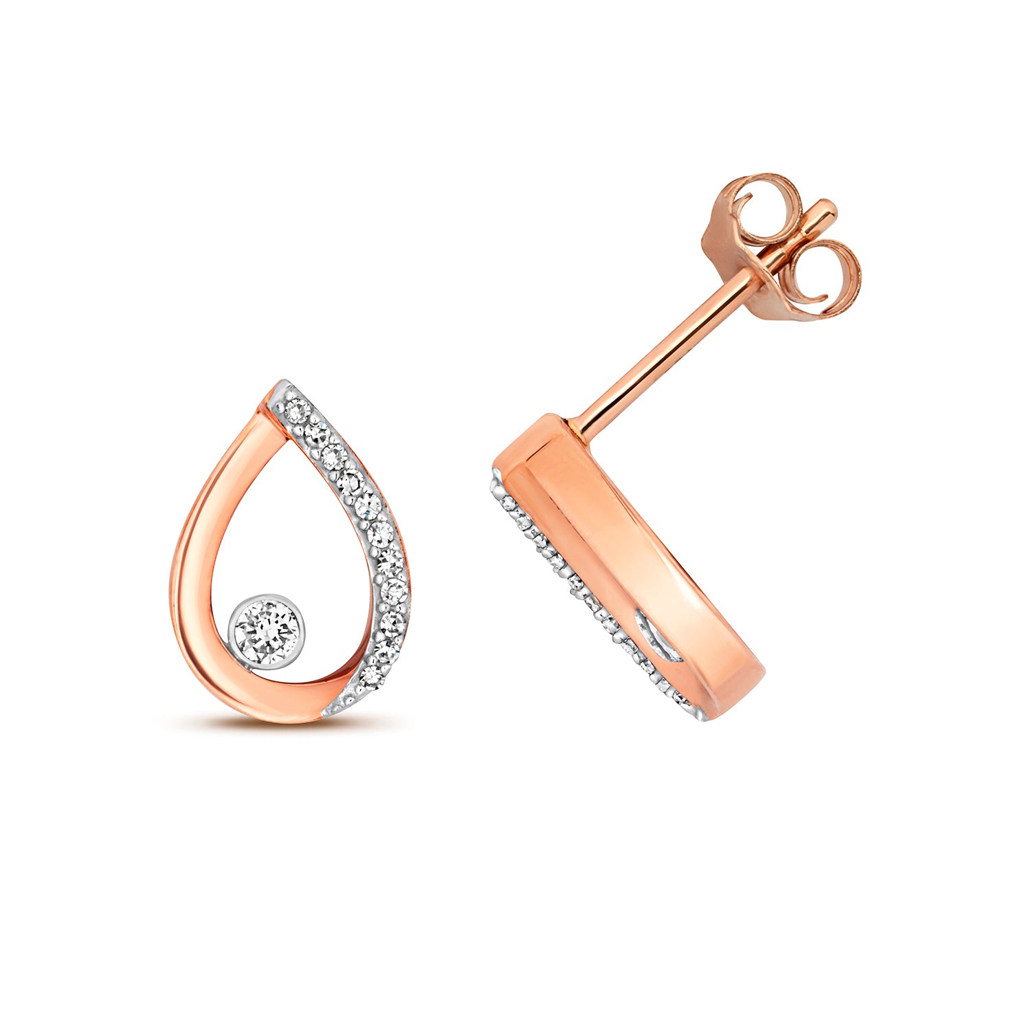 DIAMOND PEAR SHAPE STUDS IN 9CT ROSE GOLD