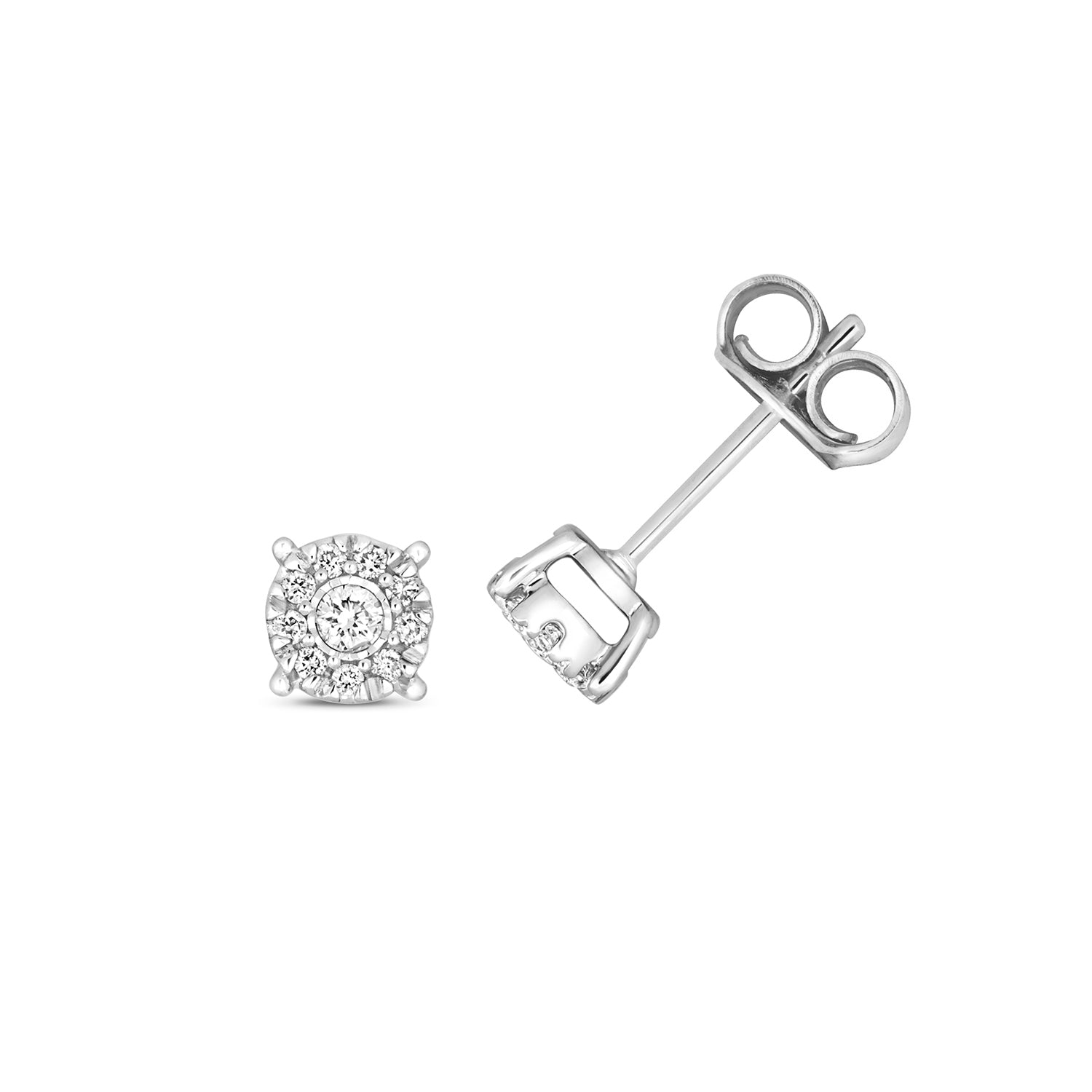 DIAMOND BRILLIANT ILLUSION STUDS IN 9CT WHITE GOLD