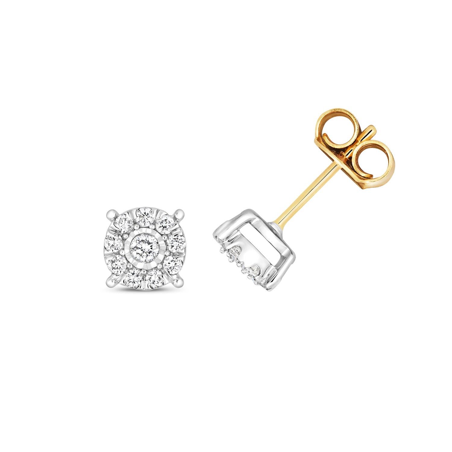 DIAMOND BRILLIANT ILLUSION STUDS IN 9CT GOLD