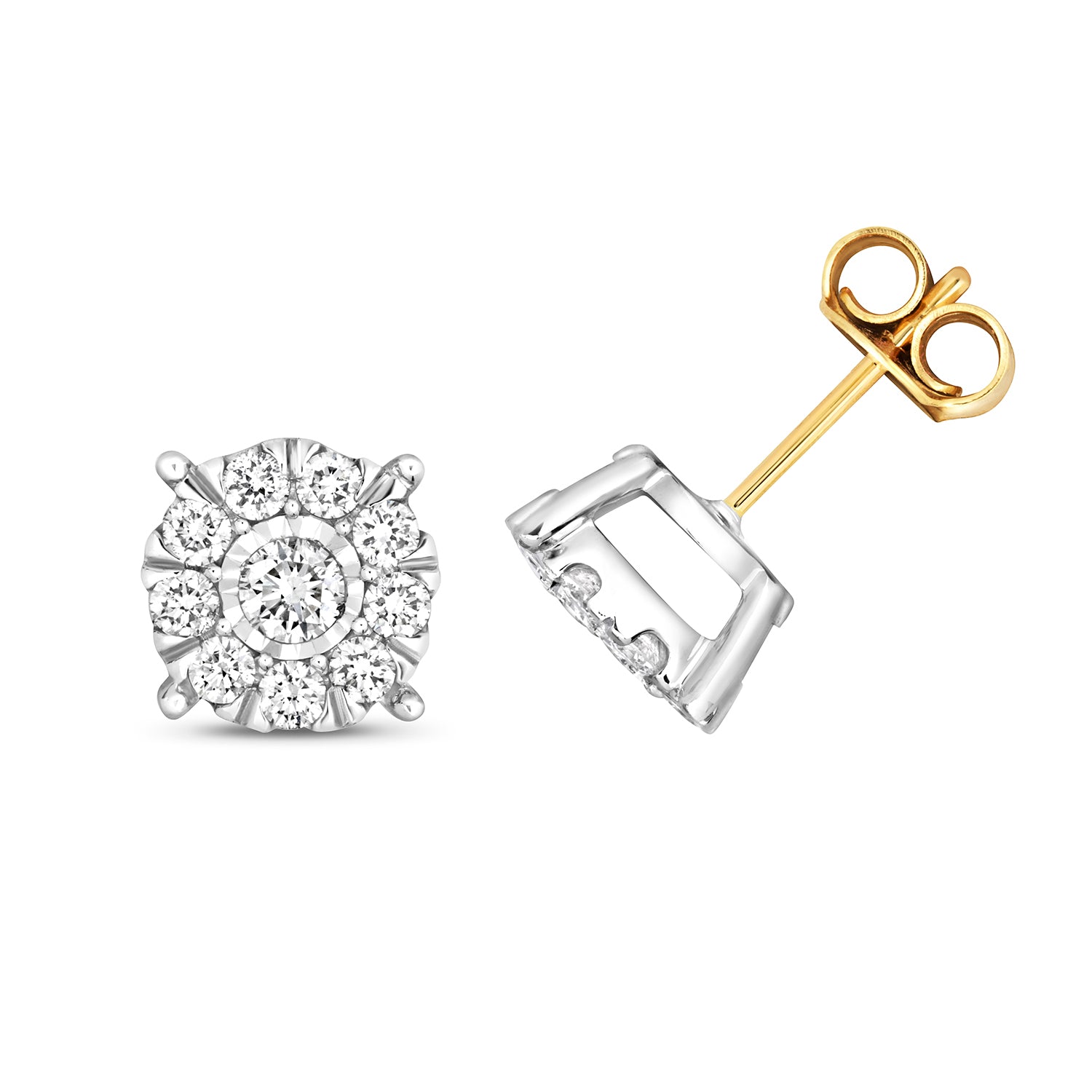 DIAMOND BRILLIANT ILLUSION STUDS IN 9CT GOLD