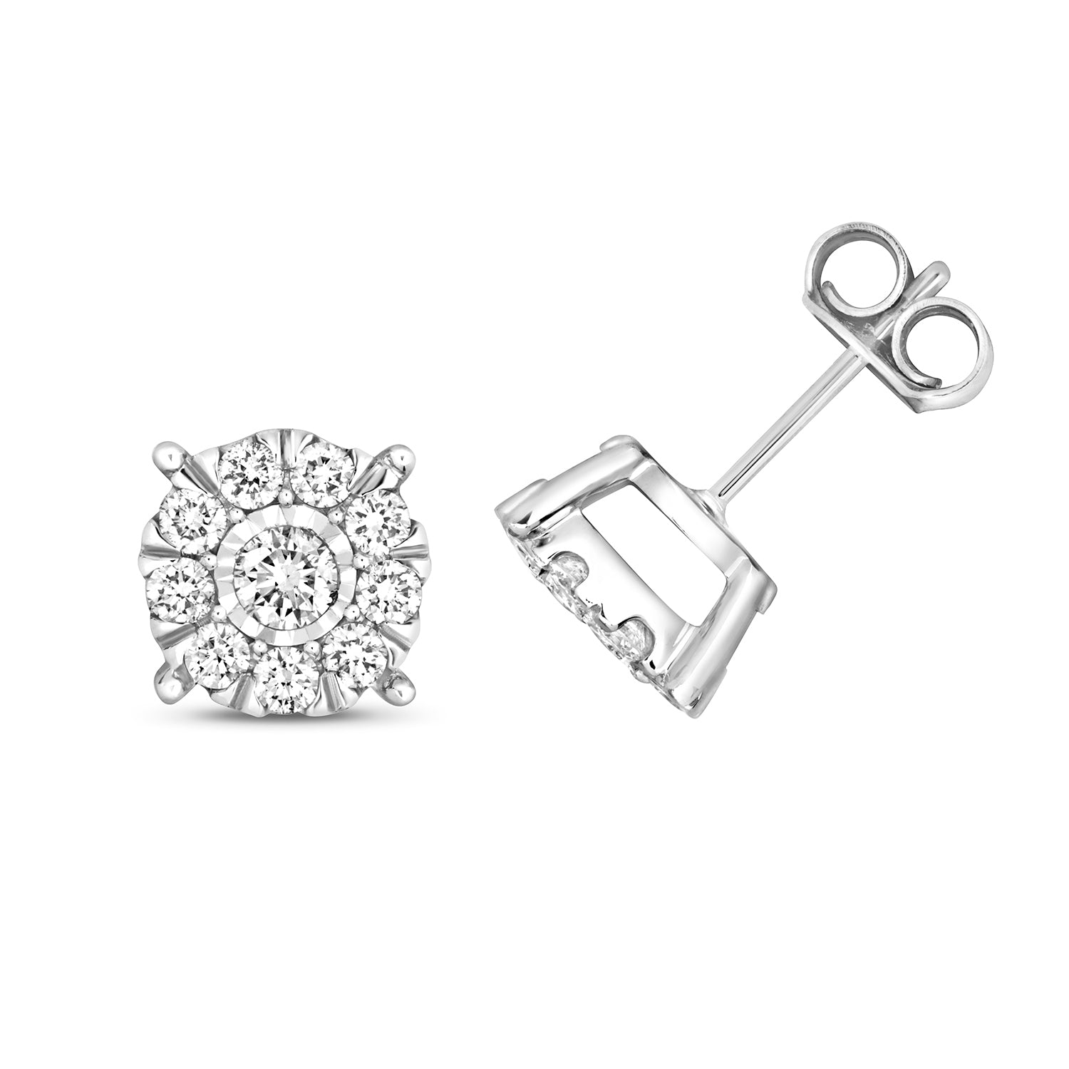 DIAMOND BRILLIANT ILLUSION STUDS IN 9CT WHITE GOLD