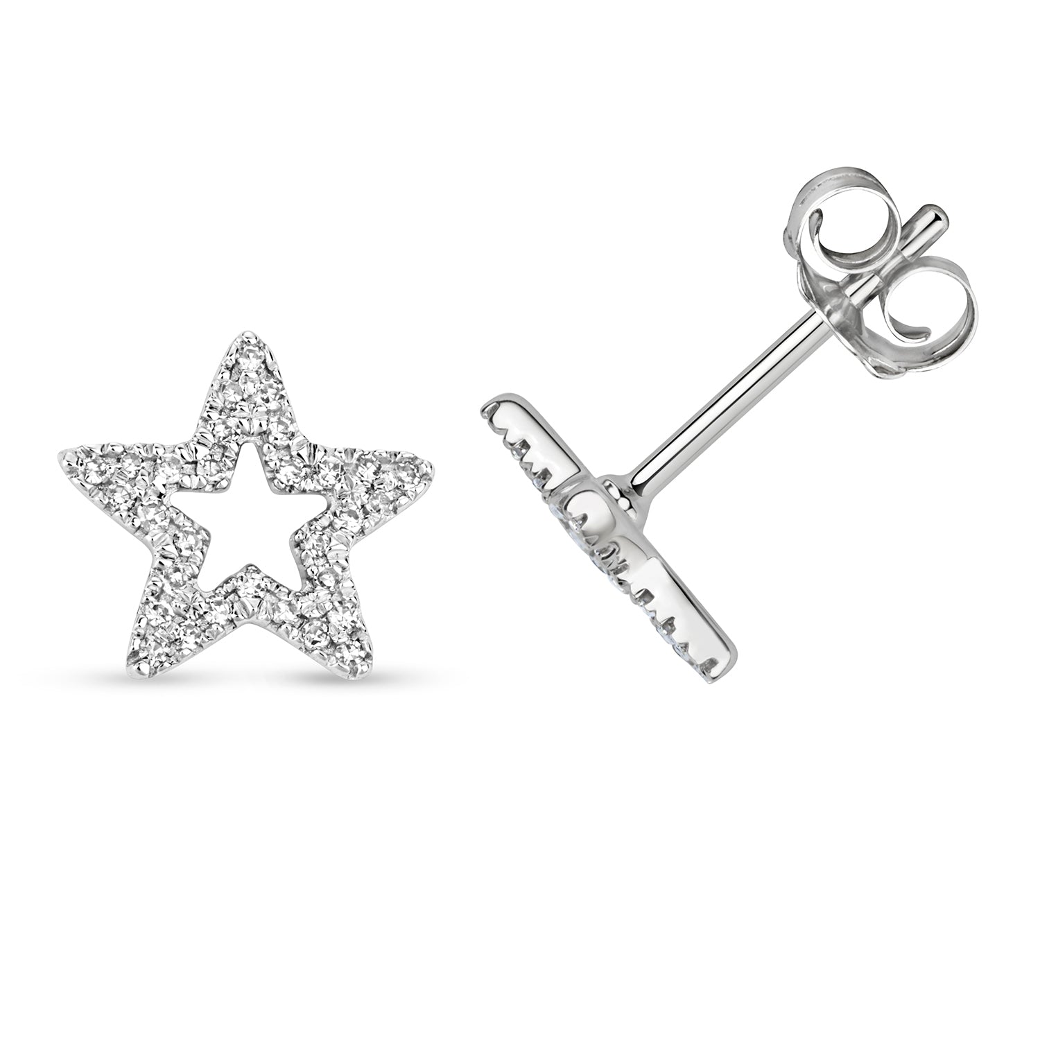 DIAMOND STAR STUDS IN 9CT WHITE GOLD