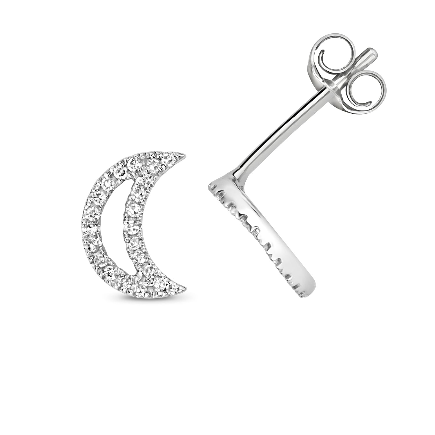 DIAMOND MOON STUDS IN 9CT WHITE GOLD