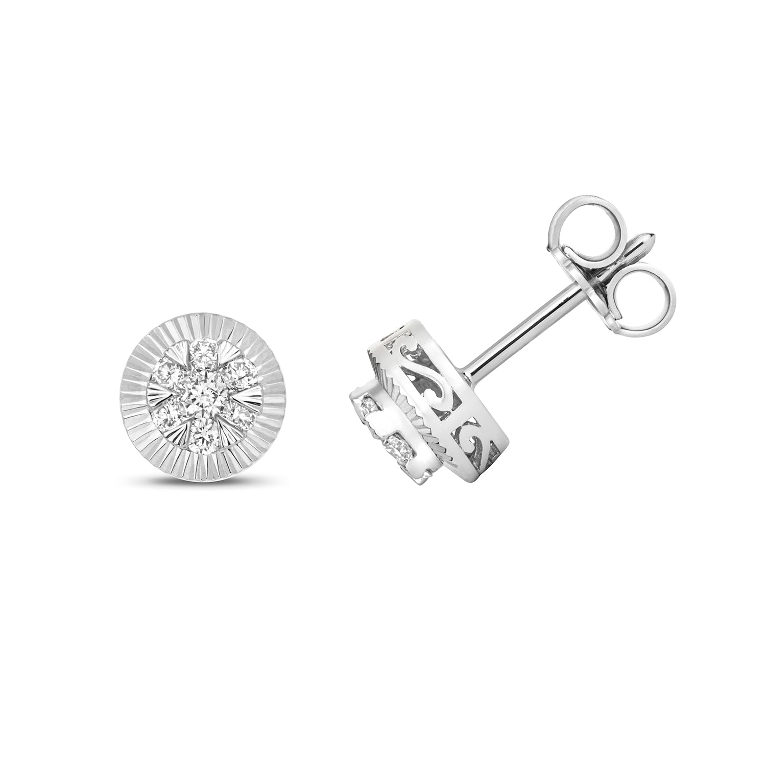 DIAMOND BEZEL SET STUDS IN 9CT WHITE GOLD