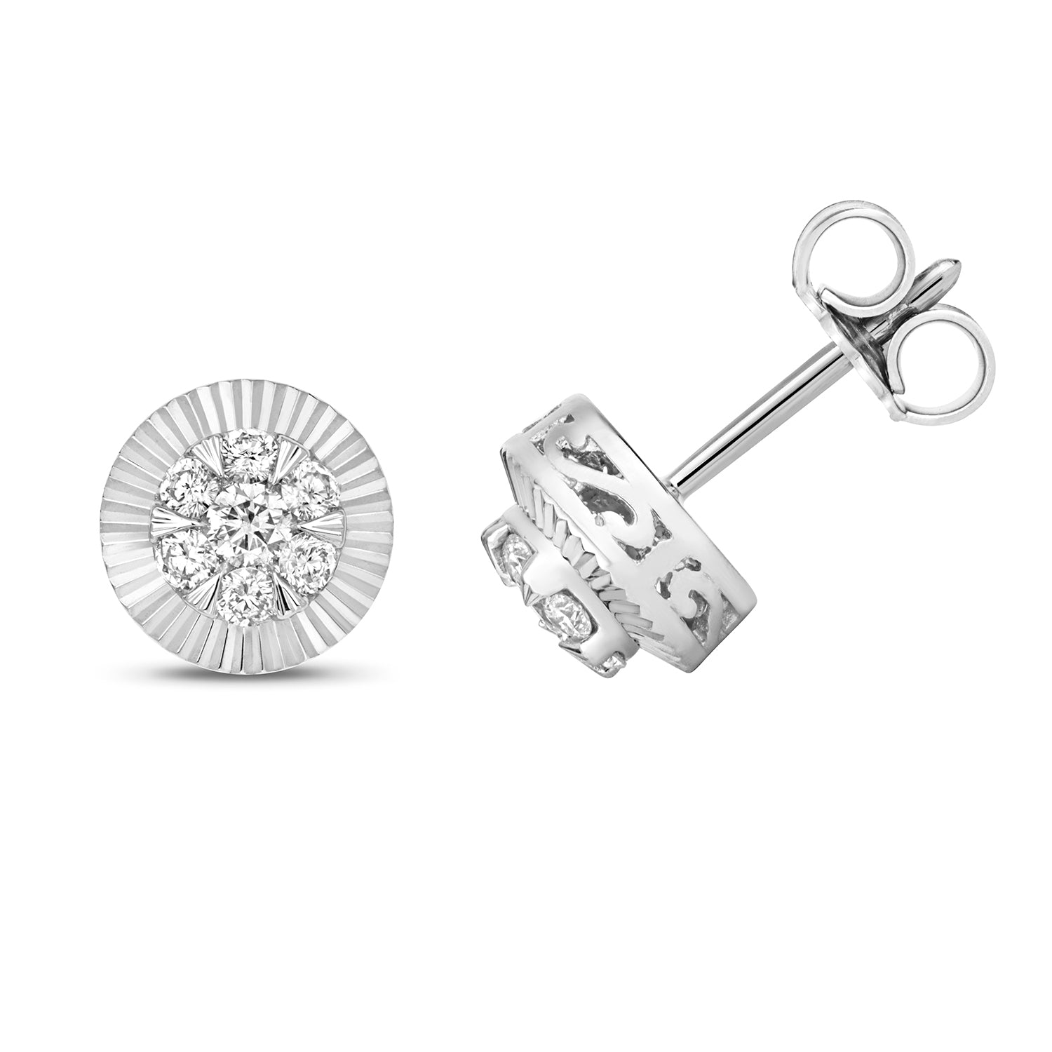 DIAMOND BEZEL SET STUDS IN 9CT WHITE GOLD